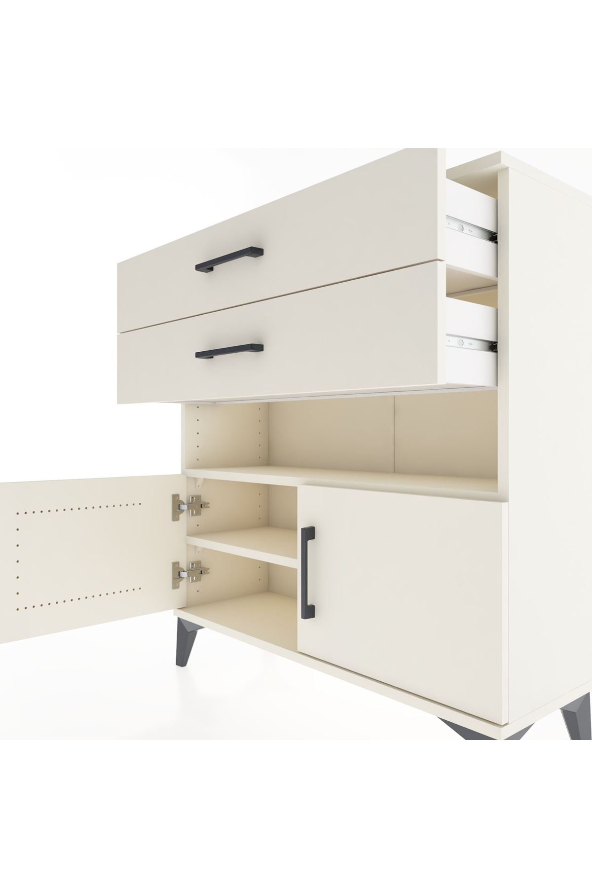 Arges Şifonyer 2 Raflı 2 Çekmeceli 2 Kapaklı 88x30x96 - S04M027V1A