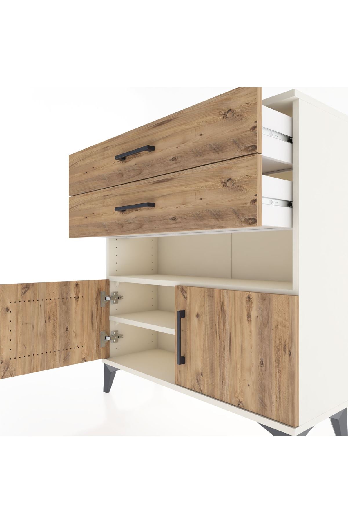 Arges Şifonyer 2 Raflı 2 Çekmeceli 2 Kapaklı 88x30x96 - S04M027V3A