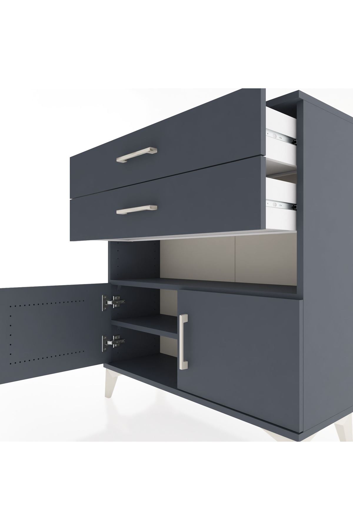 Arges Şifonyer 2 Raflı 2 Çekmeceli 2 Kapaklı 88x30x96 - S04M027V5A