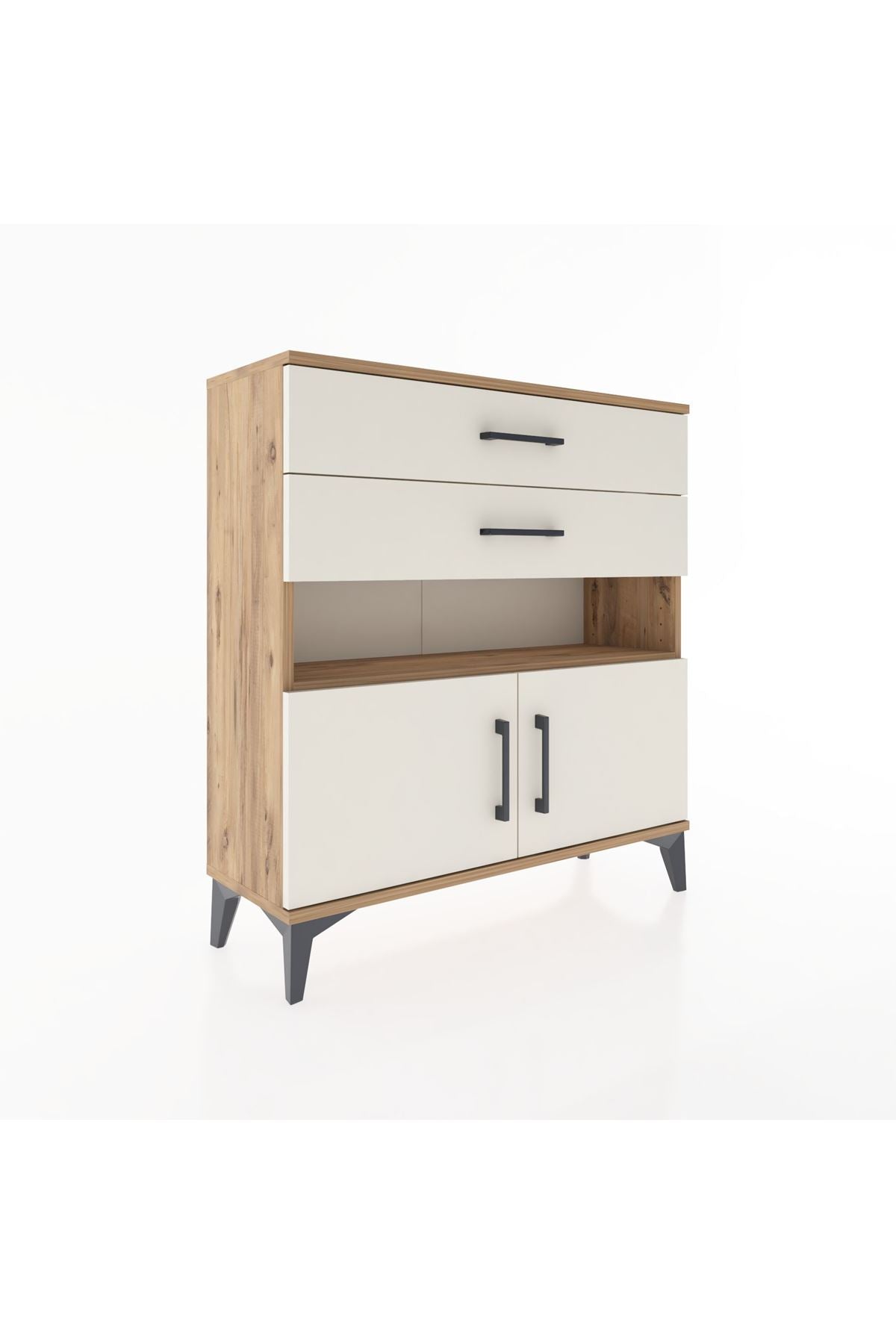 Arges Şifonyer 2 Raflı 2 Çekmeceli 2 Kapaklı 88x30x96 - S04M027V7A