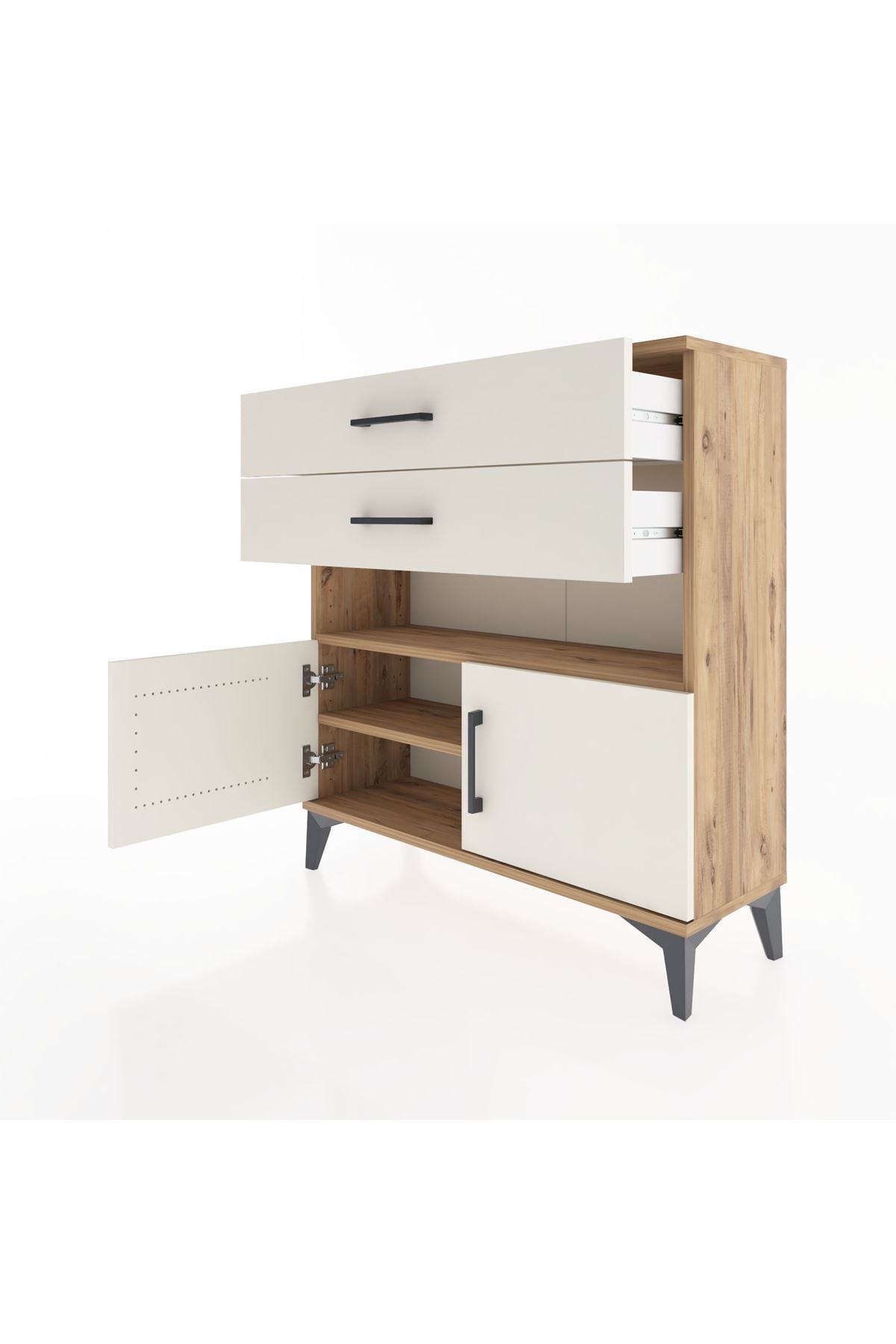 Arges Şifonyer 2 Raflı 2 Çekmeceli 2 Kapaklı 88x30x96 - S04M027V7A