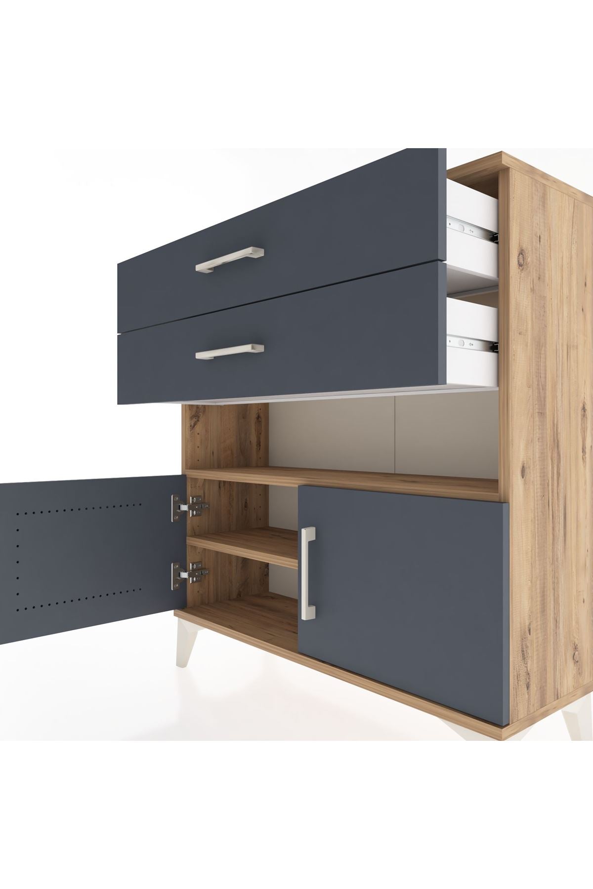 Arges Şifonyer 2 Raflı 2 Çekmeceli 2 Kapaklı 88x30x96 - S04M027V8A