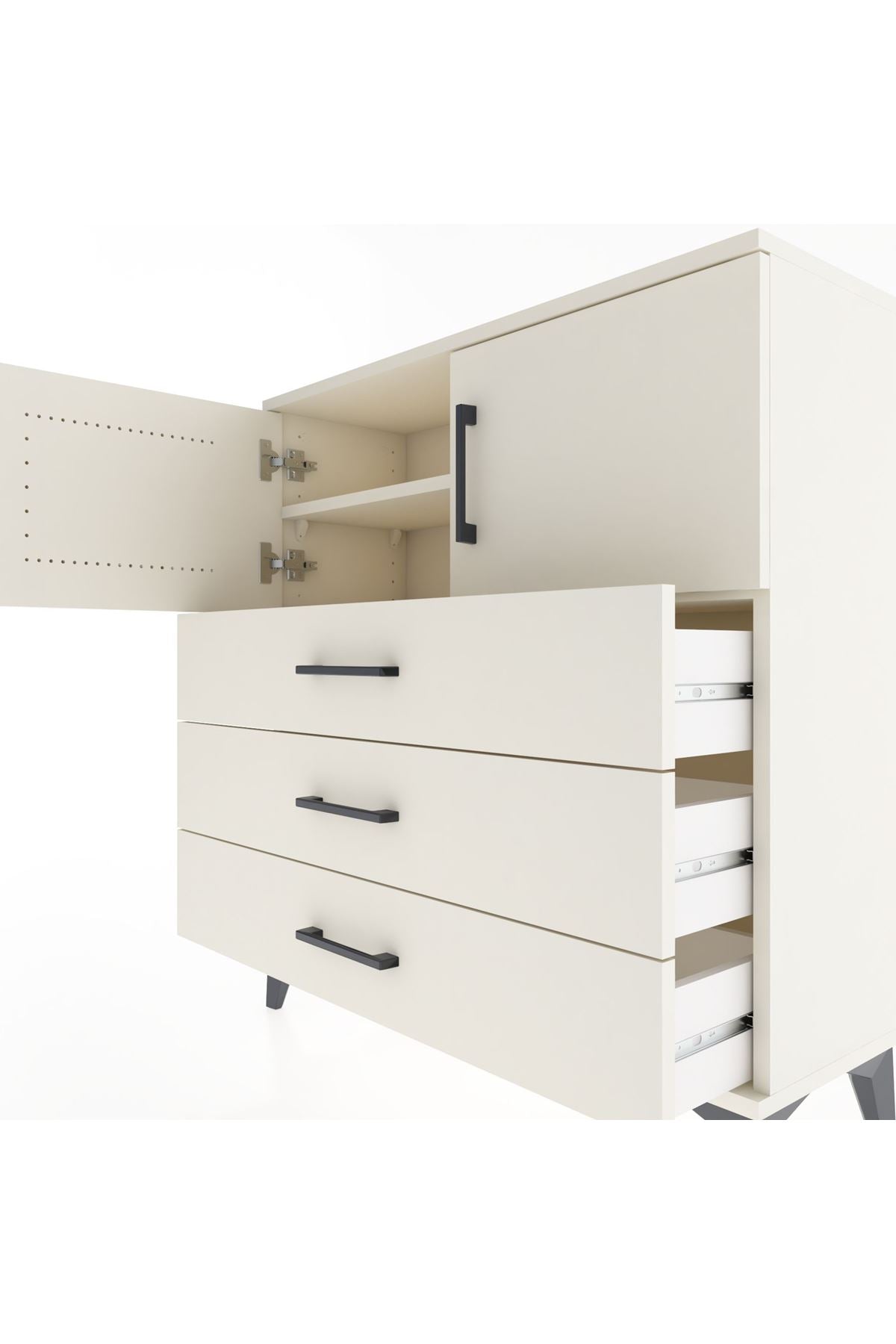 Arges Şifonyer 2 Raflı 3 Çekmeceli 2 Kapaklı 88x30x96 - S04M029V1A