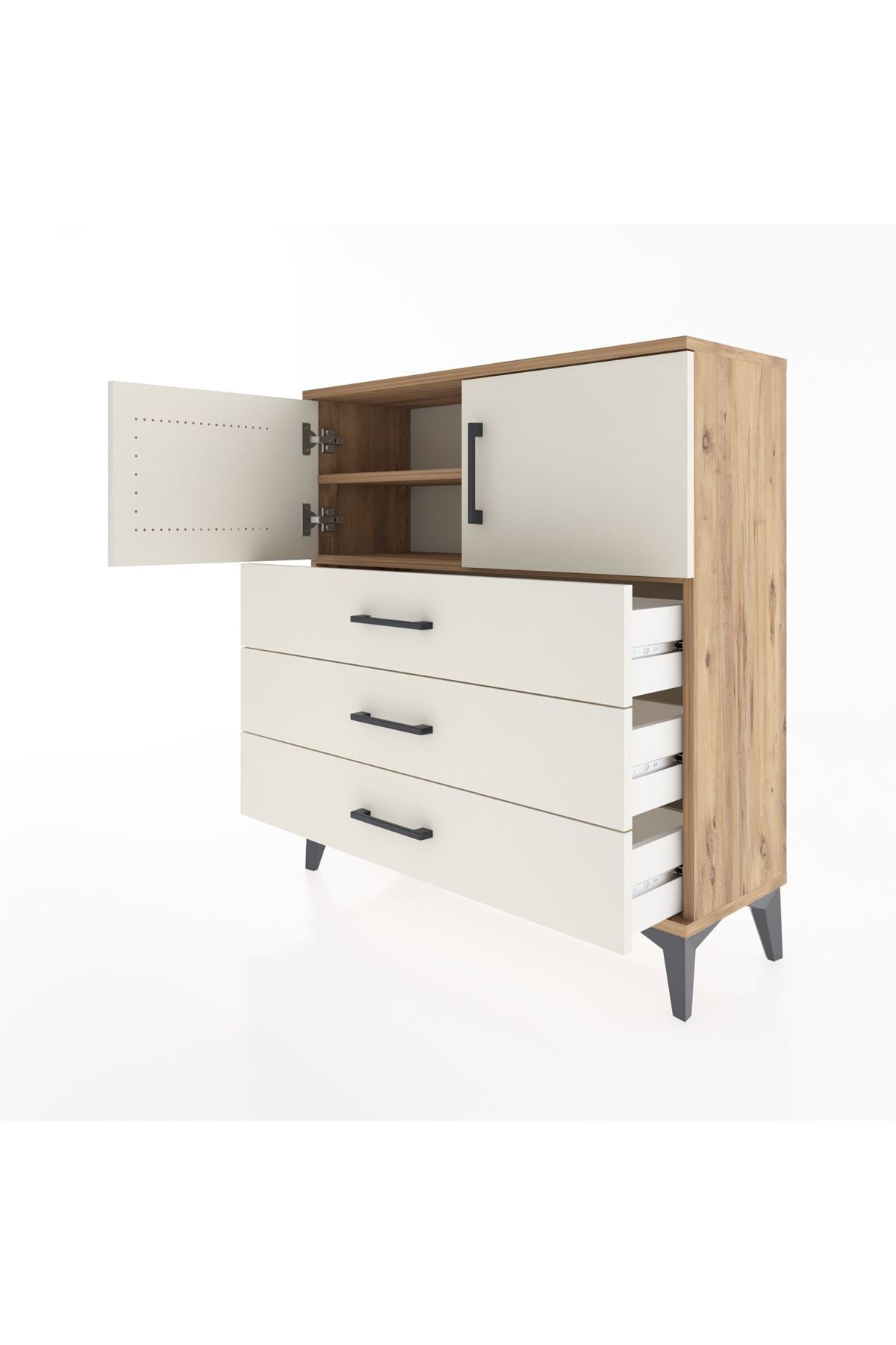 Arges Şifonyer 2 Raflı 3 Çekmeceli 2 Kapaklı 88x30x96 - S04M029V7A