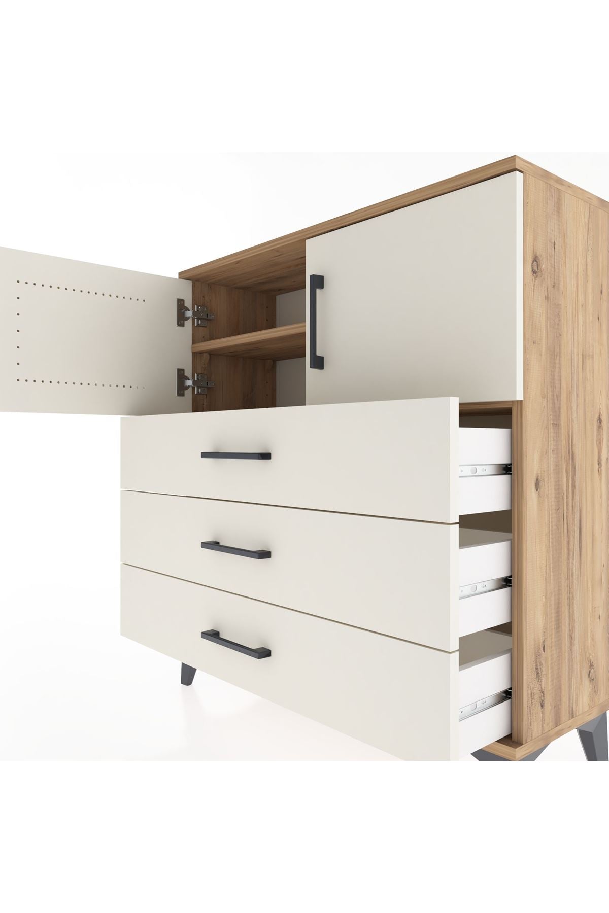 Arges Şifonyer 2 Raflı 3 Çekmeceli 2 Kapaklı 88x30x96 - S04M029V7A