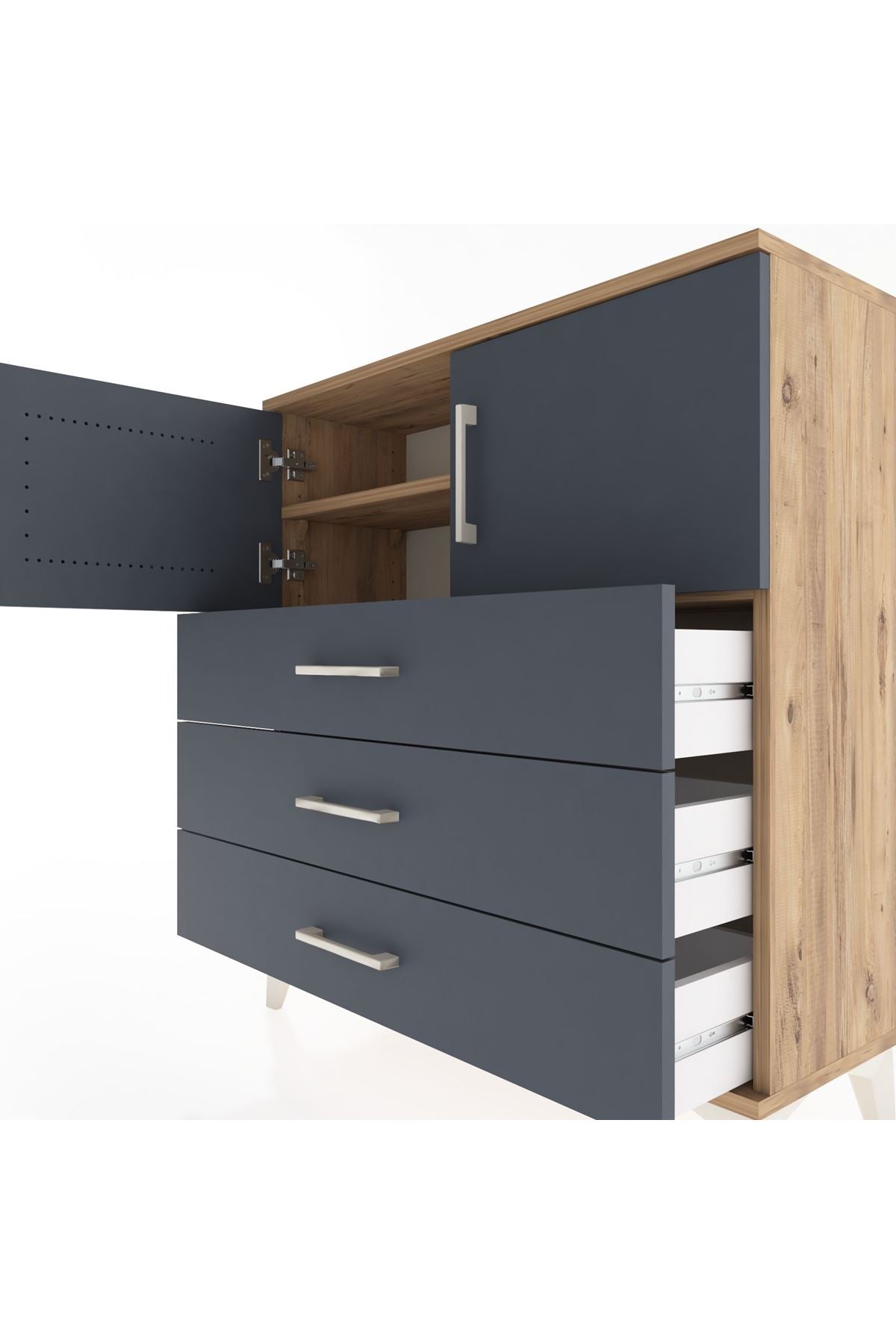 Arges Şifonyer 2 Raflı 3 Çekmeceli 2 Kapaklı 88x30x96 - S04M029V8A