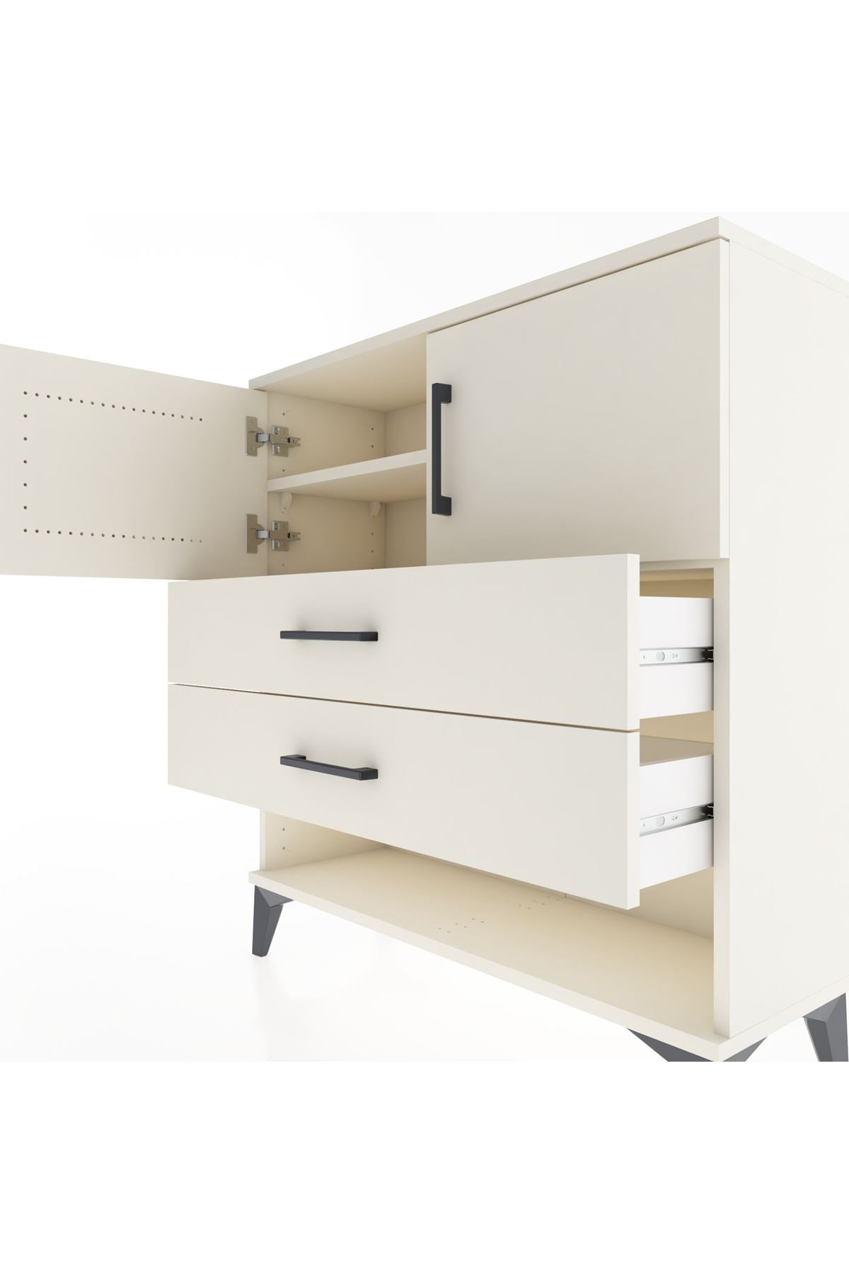 Arges Şifonyer 2 Raflı 2 Çekmeceli 2 Kapaklı 88x30x96 - S04M030V1A