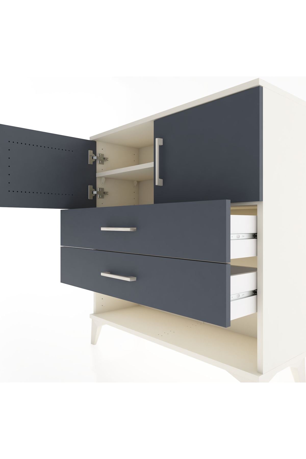 Arges Şifonyer 2 Raflı 2 Çekmeceli 2 Kapaklı 88x30x96 - S04M030V2A
