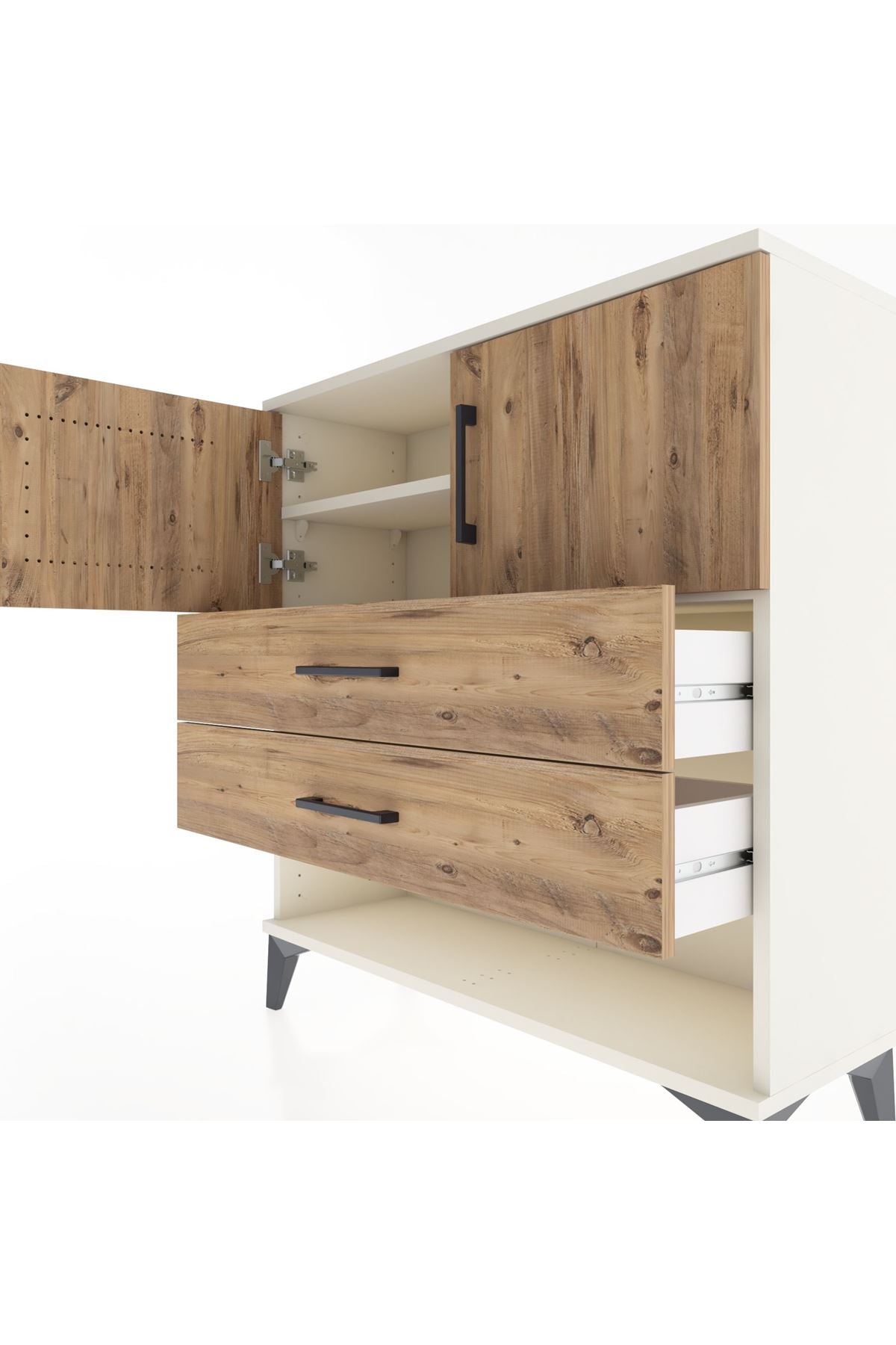 Arges Şifonyer 2 Raflı 2 Çekmeceli 2 Kapaklı 88x30x96 - S04M030V3A
