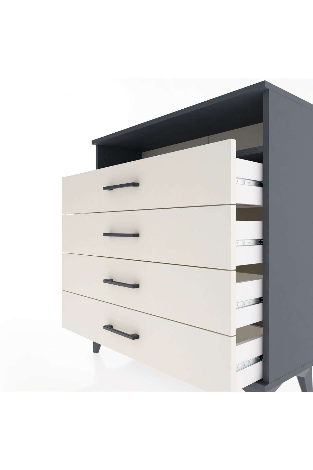 Arges Şifonyer Tek Raflı 4 Çekmeceli 88x30x96 - S04M007V4A