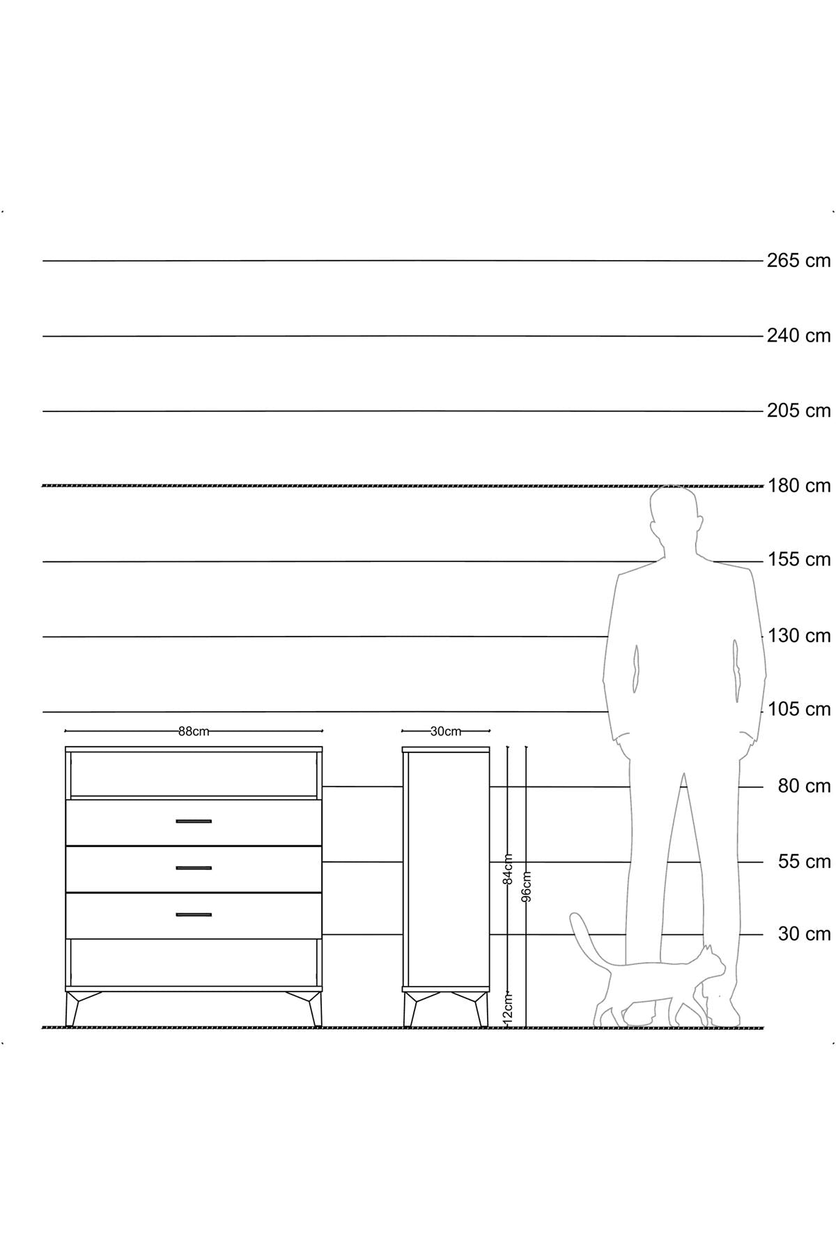 Arges Şifonyer Tek Raflı 3 Çekmeceli 88x30x96 - S04M008V2A