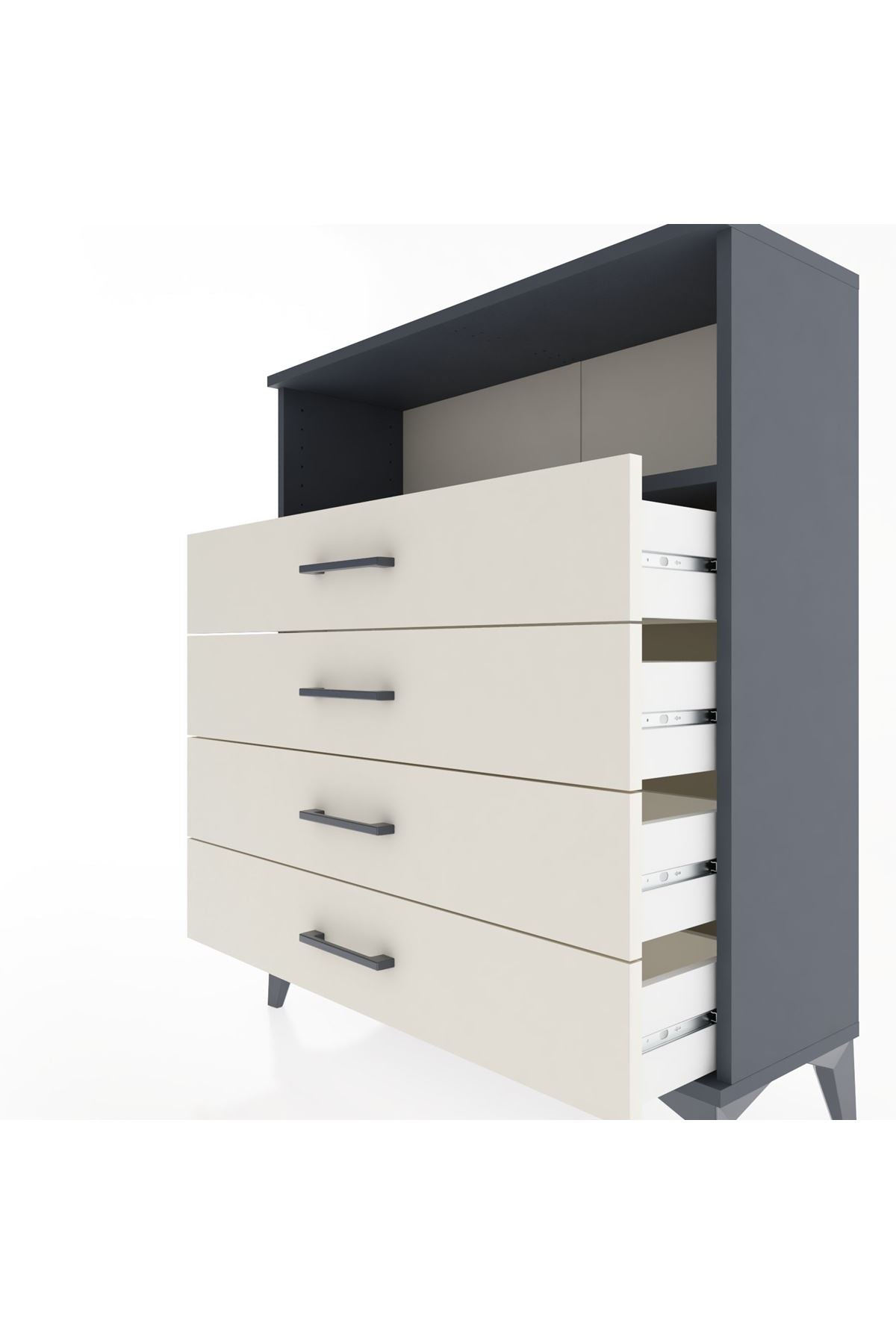 Arges Şifonyer Tek Raflı 4 Çekmeceli 88x30x106 - S05M019V4A
