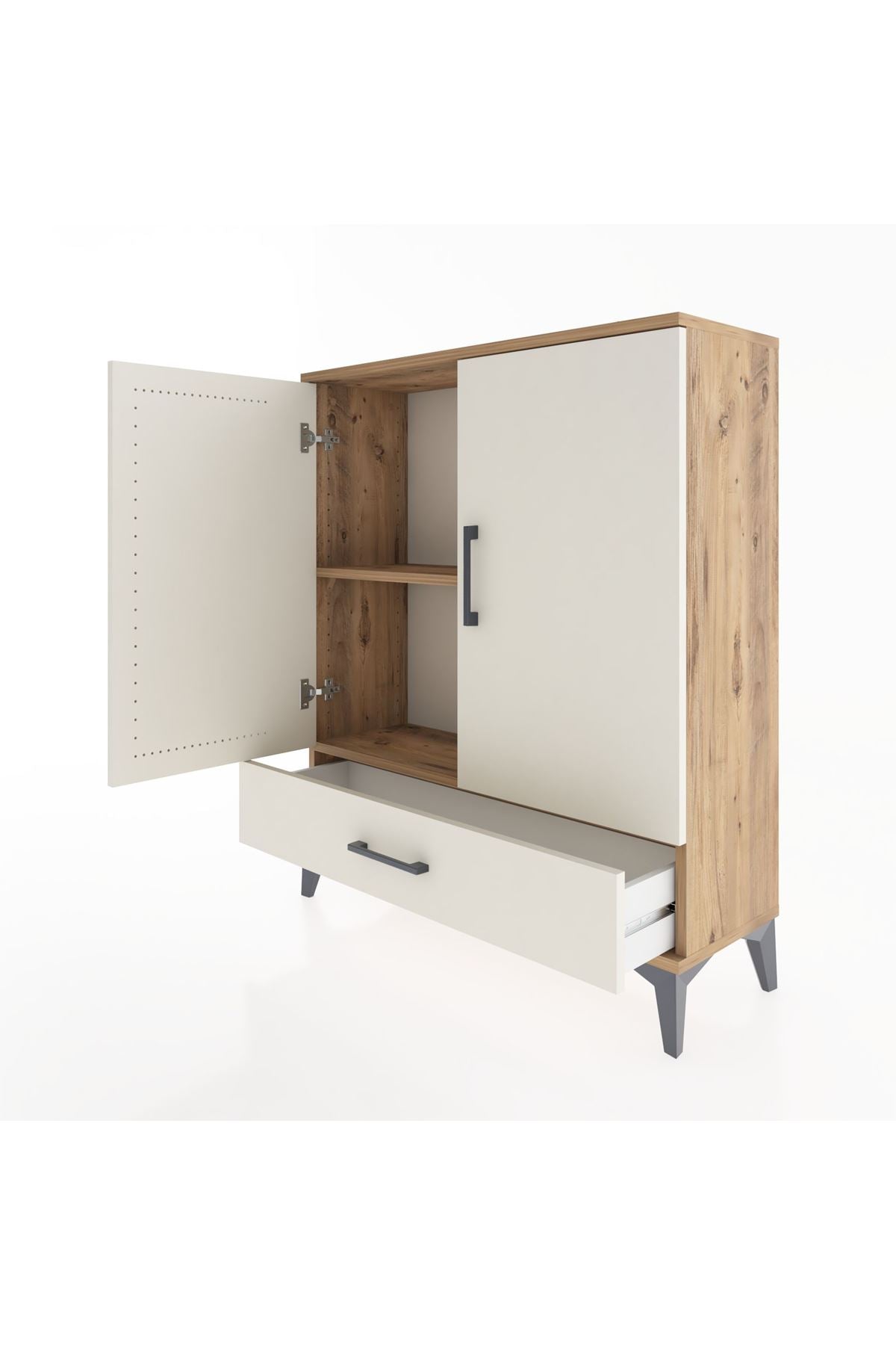Arges Şifonyer 2 Raflı Tek Çekmeceli 2 Kapaklı 88x30x106 - S05M002V7A