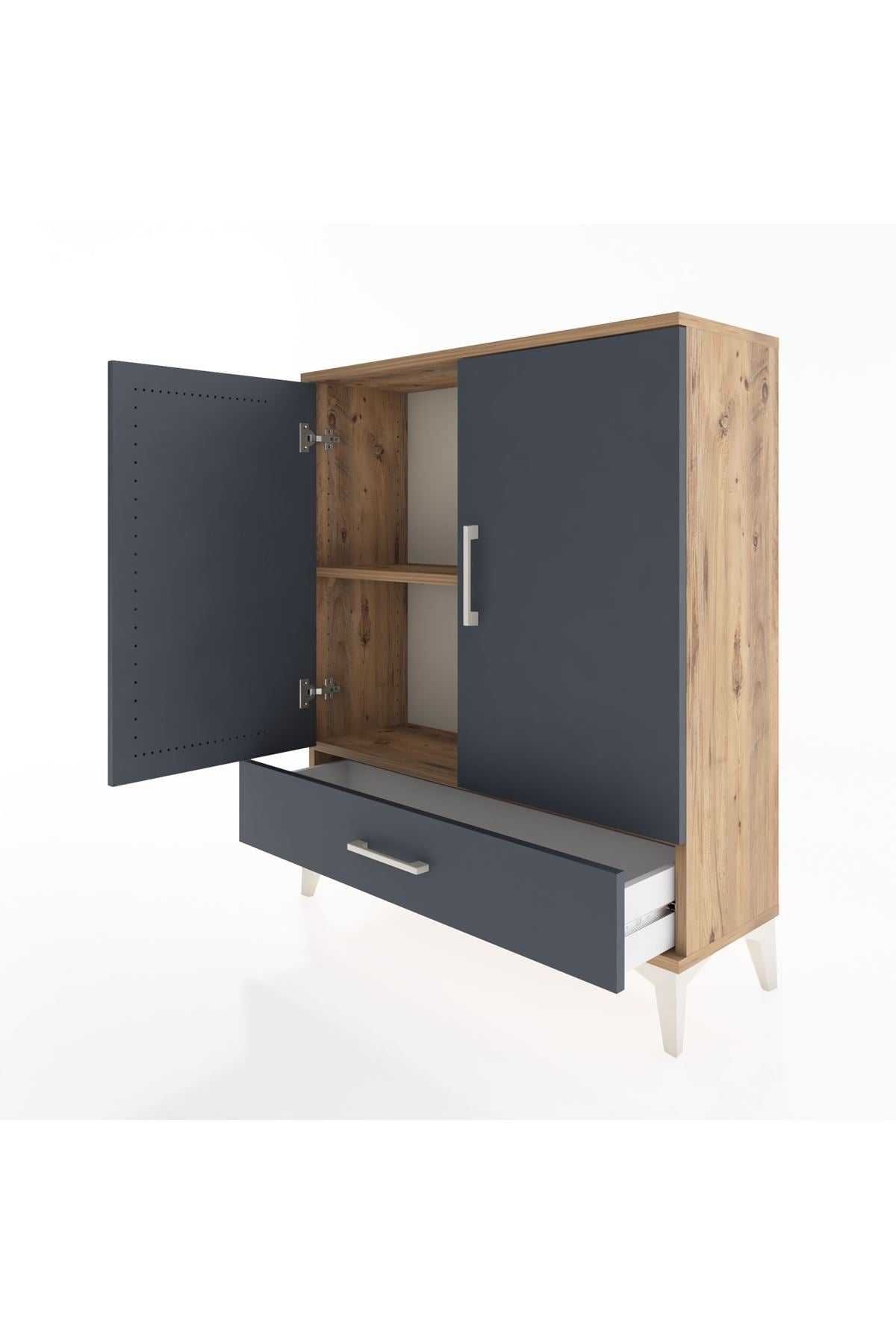 Arges Şifonyer 2 Raflı Tek Çekmeceli 2 Kapaklı 88x30x106 - S05M002V8A
