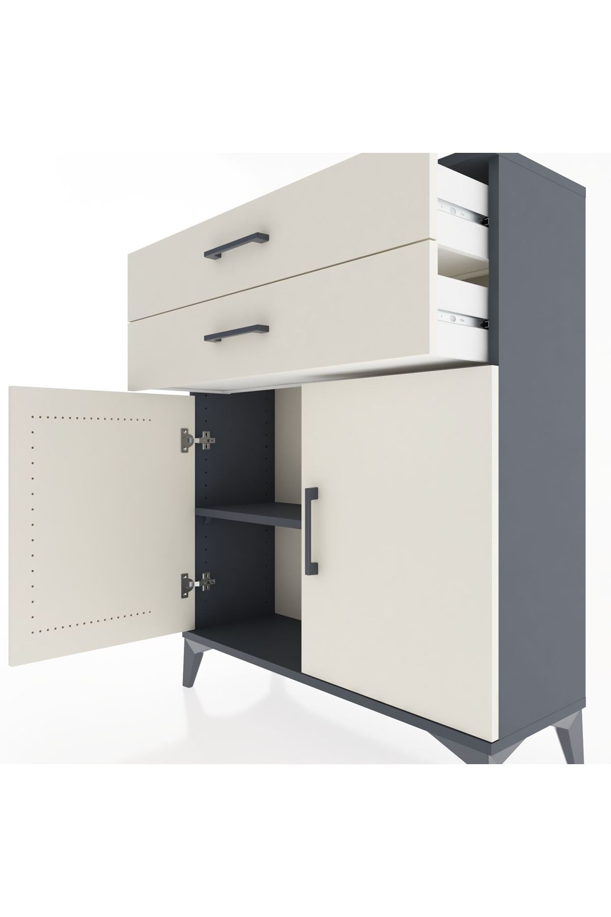 Arges Şifonyer 2 Raflı 2 Çekmeceli 2 Kapaklı 88x30x106 - S05M003V4A