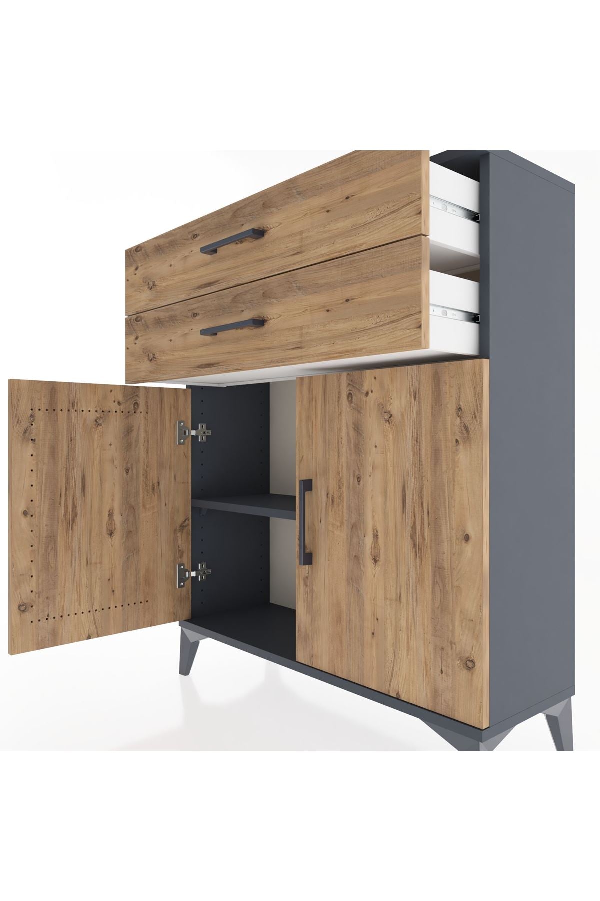 Arges Şifonyer 2 Raflı 2 Çekmeceli 2 Kapaklı 88x30x106 - S05M003V6A