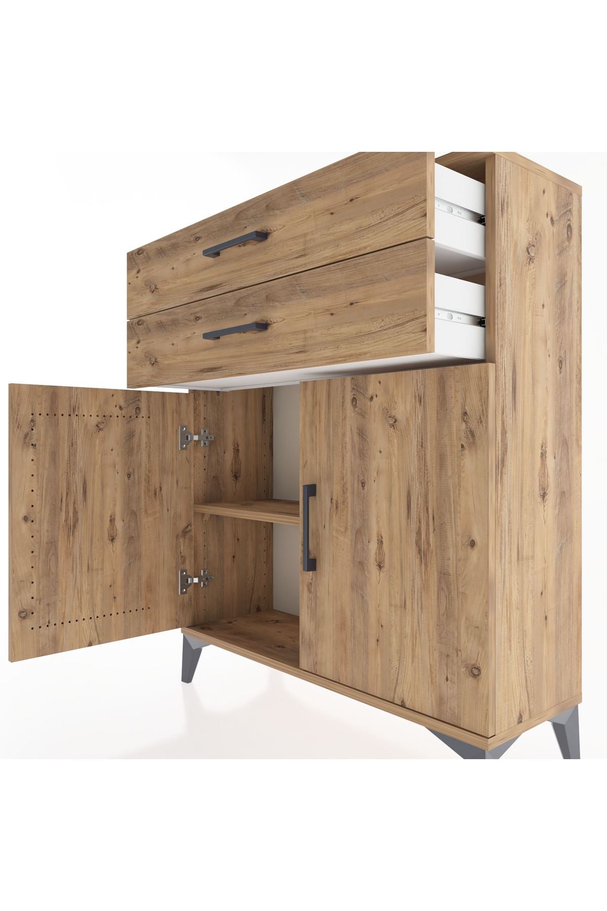 Arges Şifonyer 2 Raflı 2 Çekmeceli 2 Kapaklı 88x30x106 - S05M003V9A