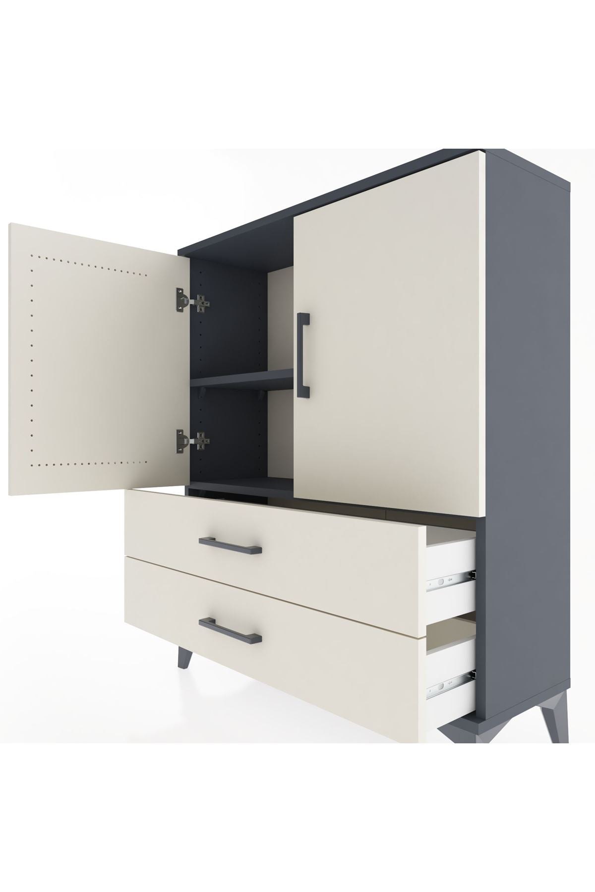 Arges Şifonyer 2 Raflı 2 Çekmeceli 2 Kapaklı 88x30x106 - S05M006V4A