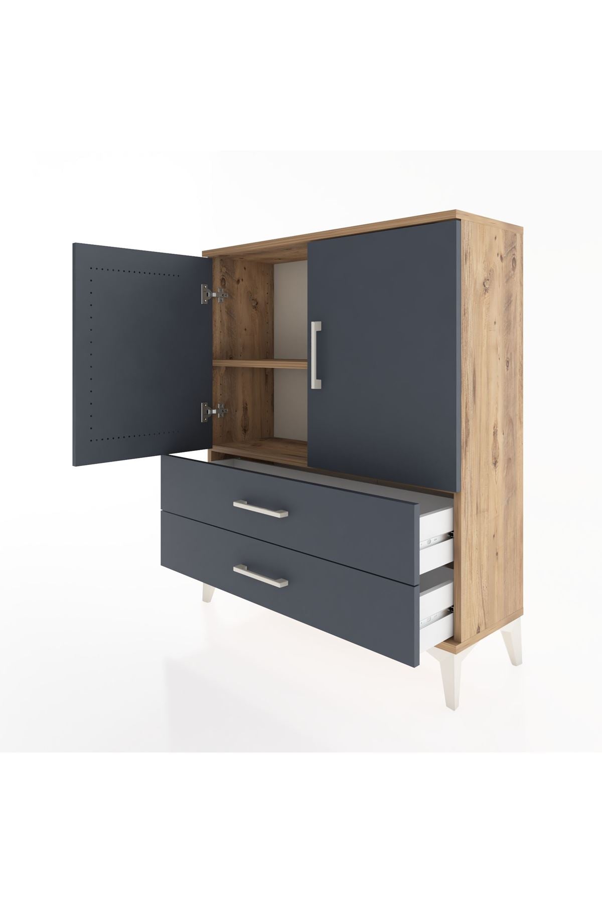 Arges Şifonyer 2 Raflı 2 Çekmeceli 2 Kapaklı 88x30x106 - S05M006V8A