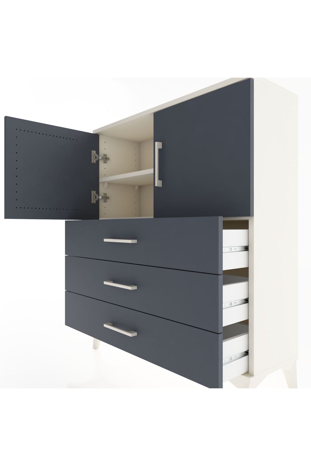Arges Şifonyer 2 Raflı 3 Çekmeceli 2 Kapaklı 88x30x106 - S05M007V2A