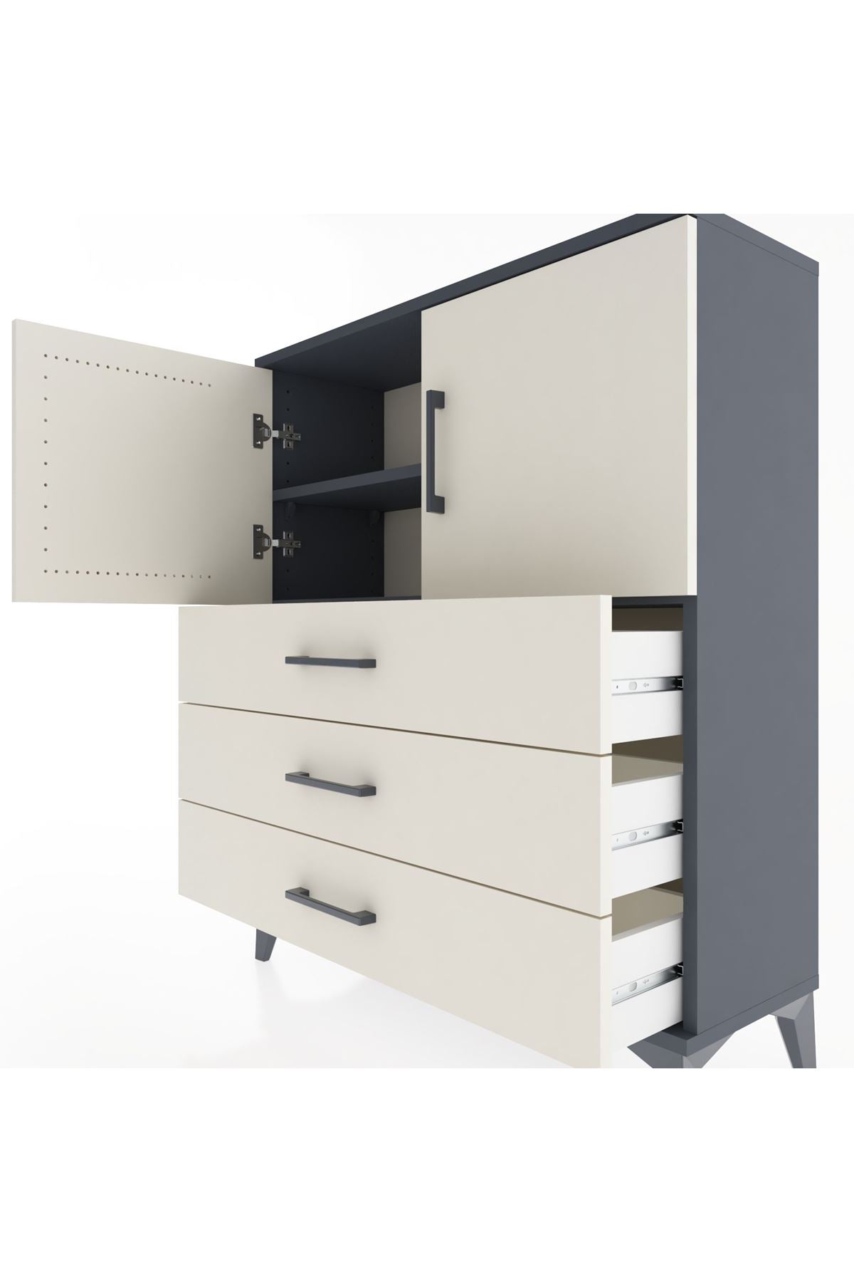 Arges Şifonyer 2 Raflı 3 Çekmeceli 2 Kapaklı 88x30x106 - S05M007V4A
