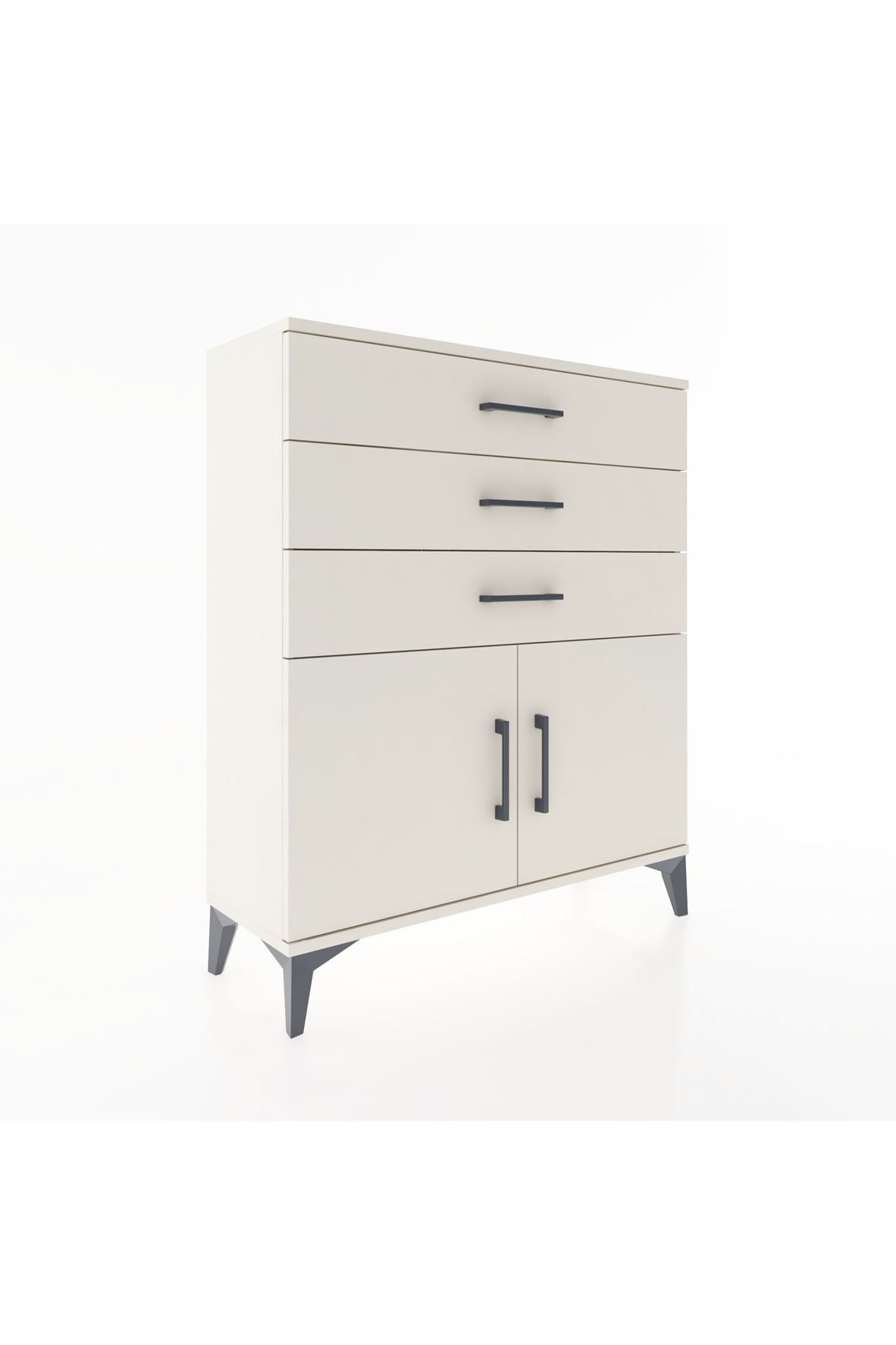 Arges Şifonyer Tek Raflı 3 Çekmeceli 2 Kapaklı 88x30x106 - S05M008V1A
