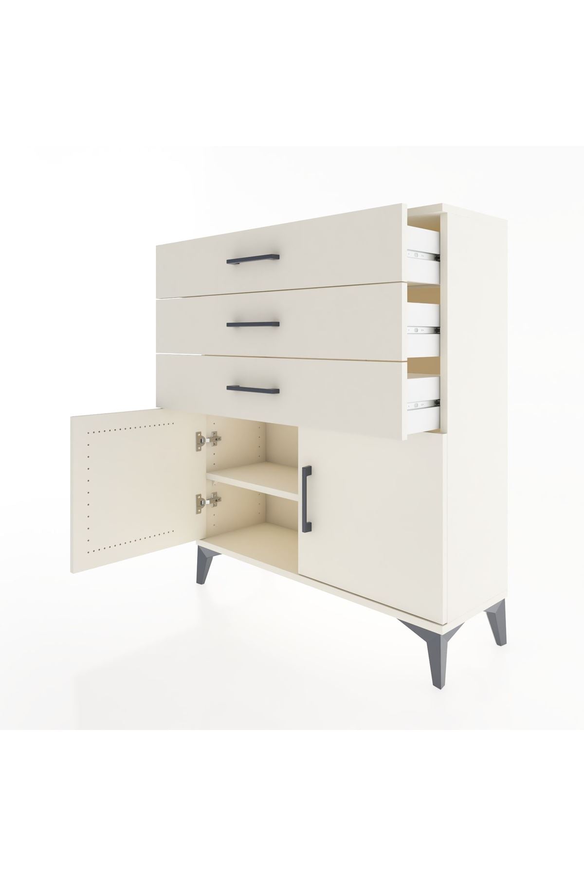 Arges Şifonyer Tek Raflı 3 Çekmeceli 2 Kapaklı 88x30x106 - S05M008V1A