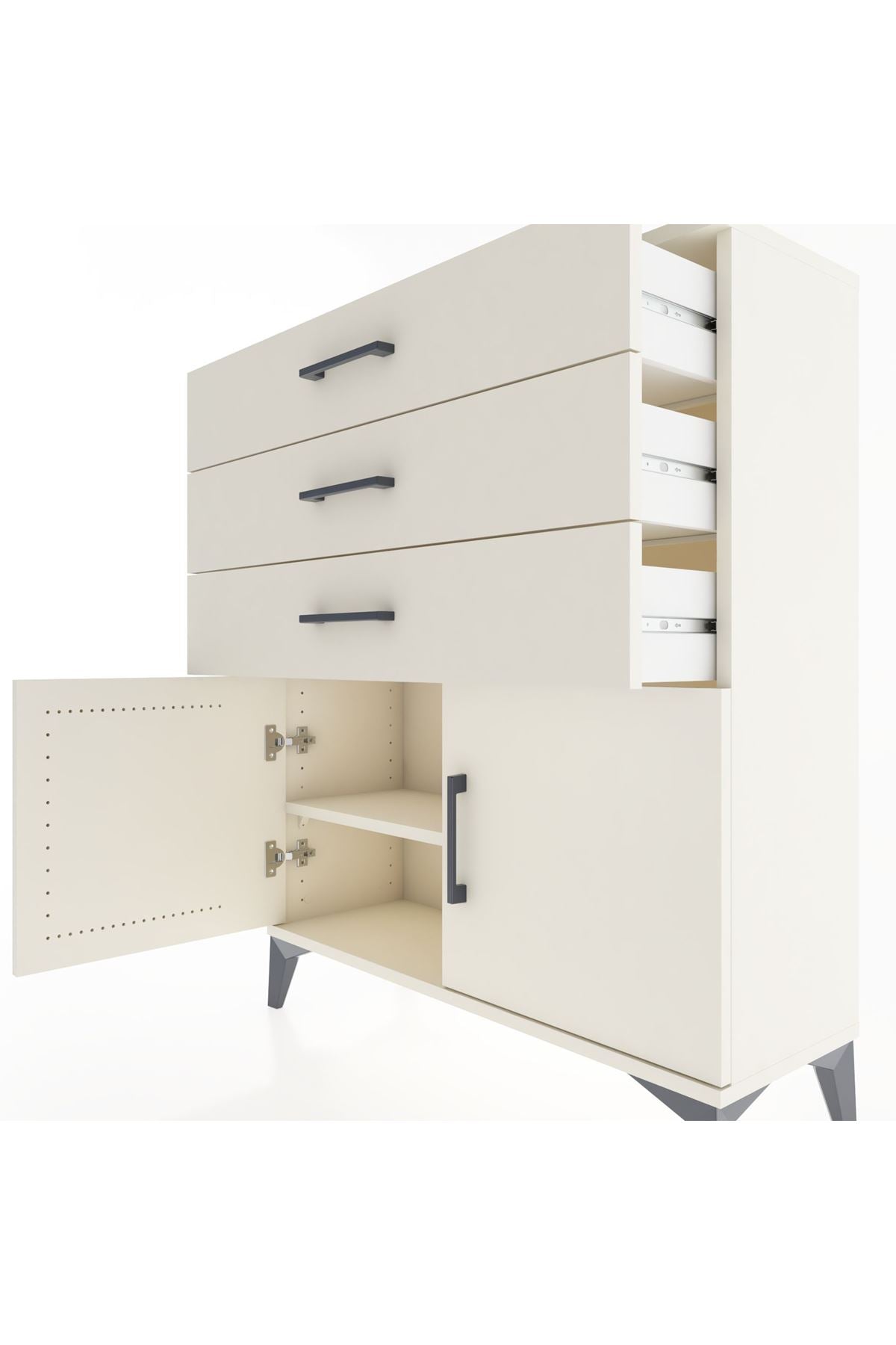 Arges Şifonyer Tek Raflı 3 Çekmeceli 2 Kapaklı 88x30x106 - S05M008V1A
