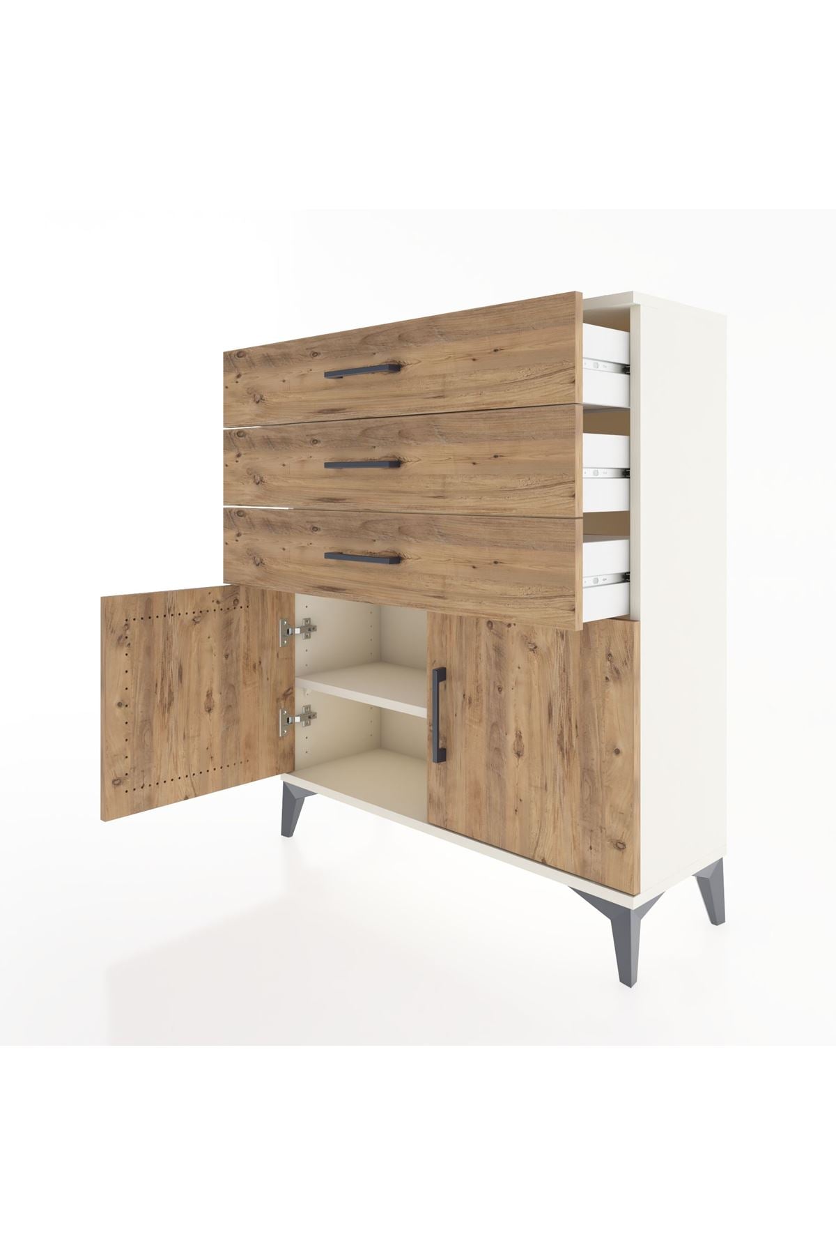 Arges Şifonyer Tek Raflı 3 Çekmeceli 2 Kapaklı 88x30x106 - S05M008V3A