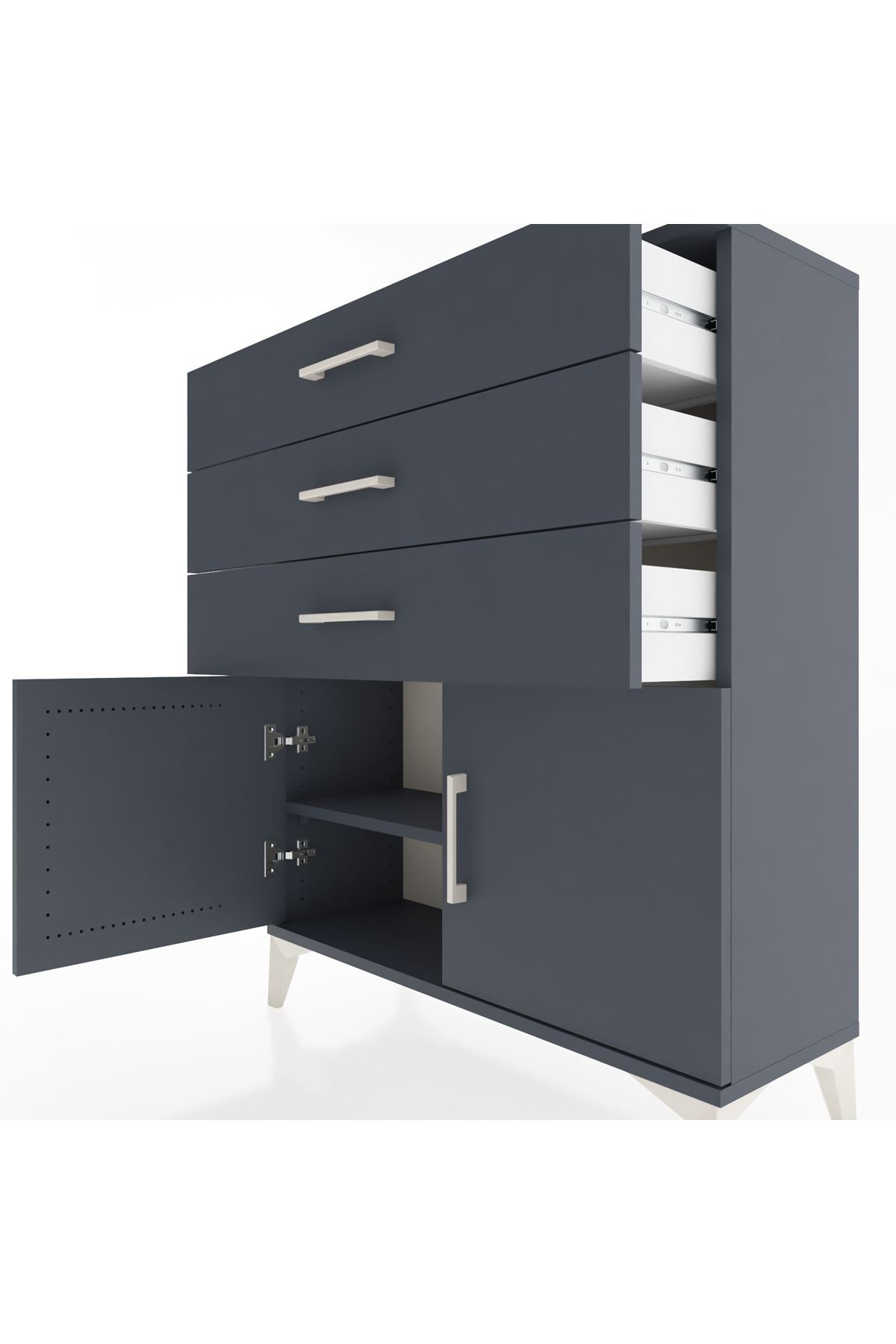 Arges Şifonyer Tek Raflı 3 Çekmeceli 2 Kapaklı 88x30x106 - S05M008V5A