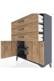 Arges Şifonyer Tek Raflı 3 Çekmeceli 2 Kapaklı 88x30x106 - S05M008V6A