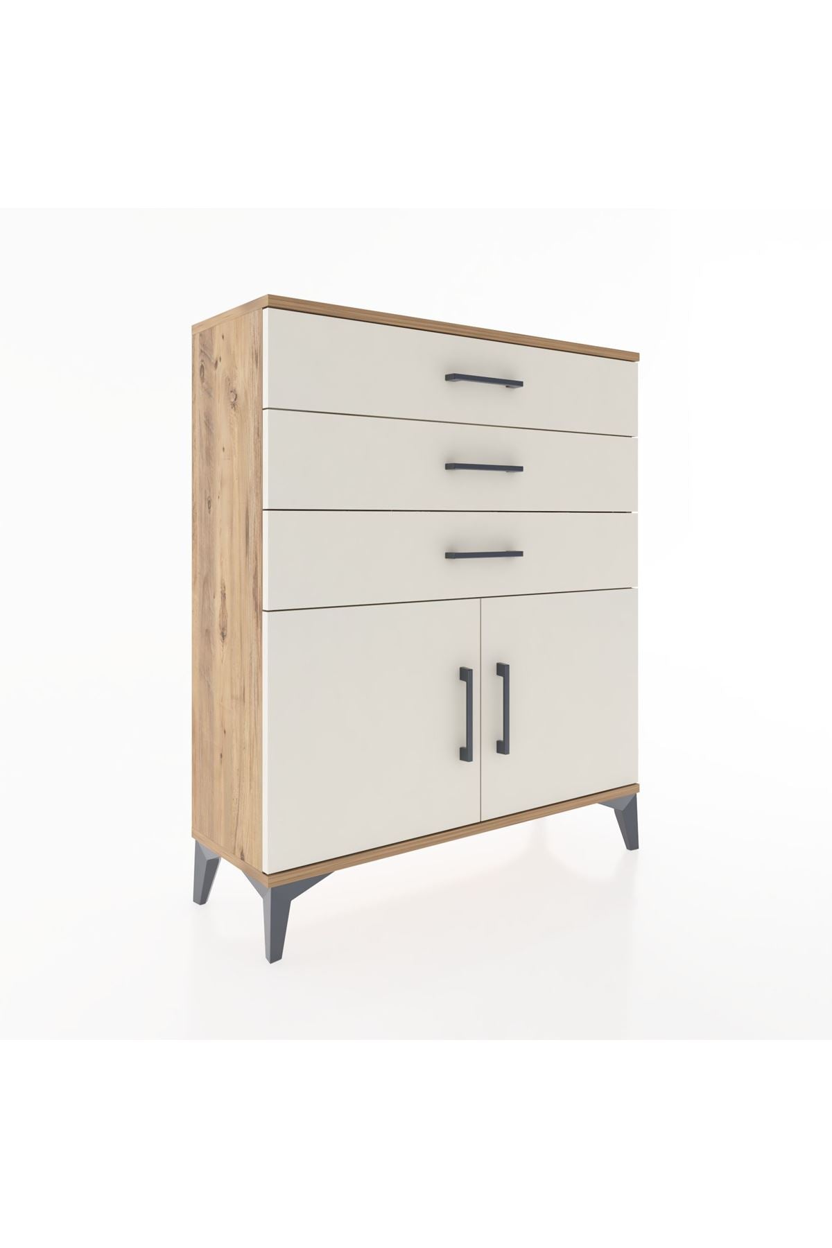 Arges Şifonyer Tek Raflı 3 Çekmeceli 2 Kapaklı 88x30x106 - S05M008V7A