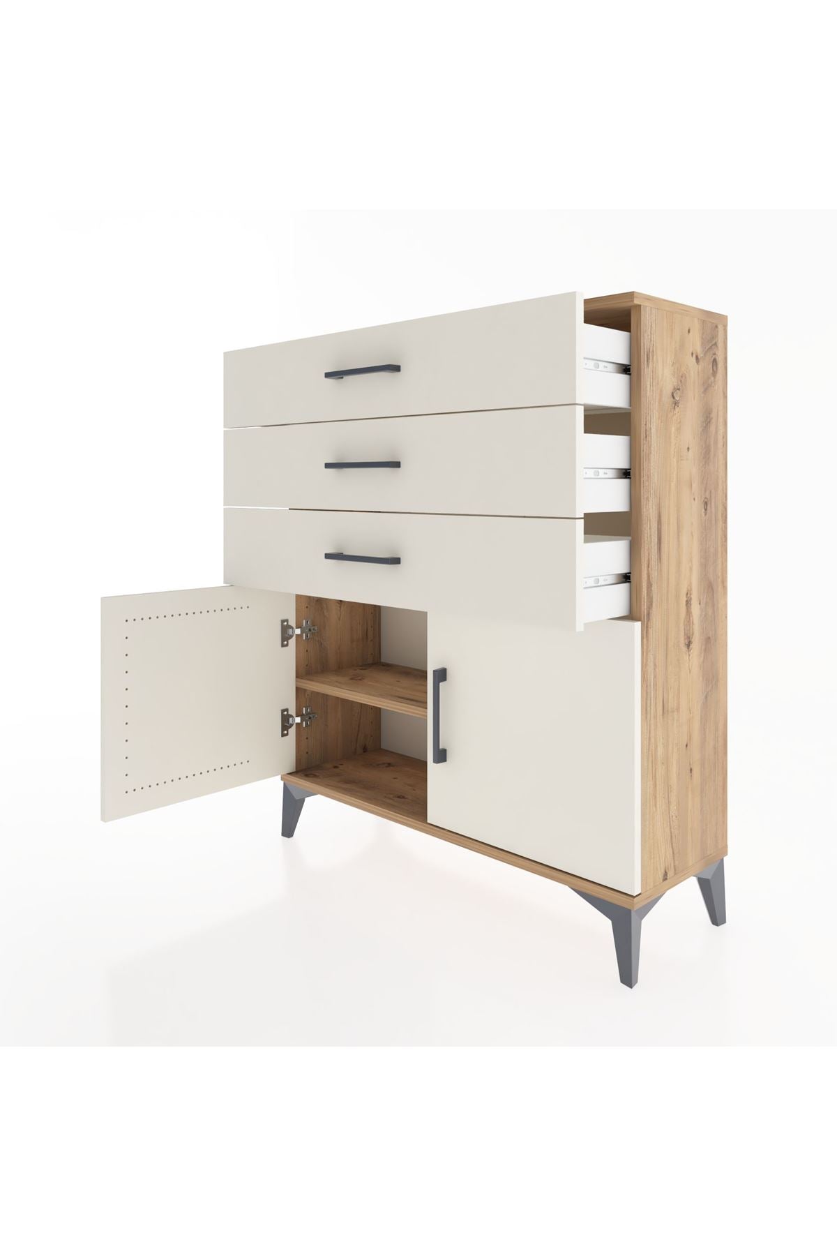 Arges Şifonyer Tek Raflı 3 Çekmeceli 2 Kapaklı 88x30x106 - S05M008V7A