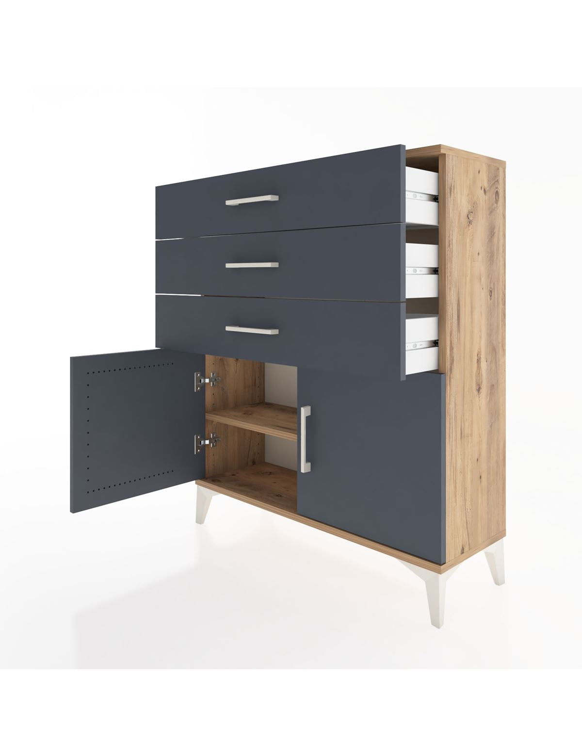 Arges Şifonyer Tek Raflı 3 Çekmeceli 2 Kapaklı 88x30x106 - S05M008V8A