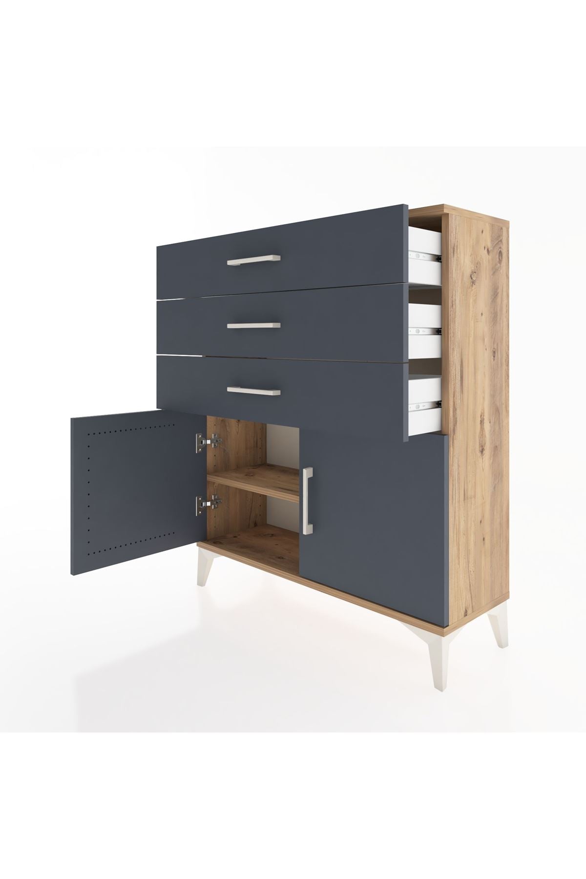 Arges Şifonyer Tek Raflı 3 Çekmeceli 2 Kapaklı 88x30x106 - S05M008V8A