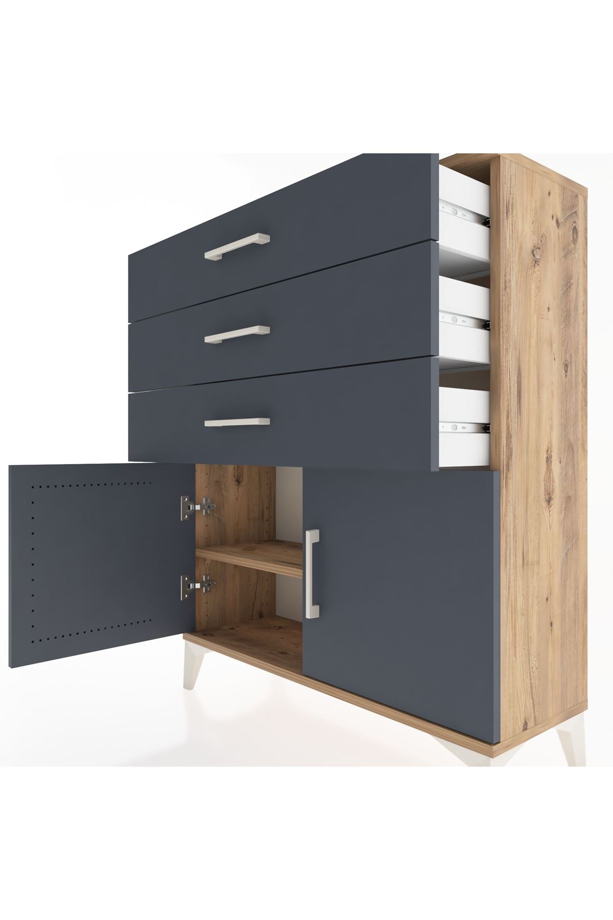Arges Şifonyer Tek Raflı 3 Çekmeceli 2 Kapaklı 88x30x106 - S05M008V8A