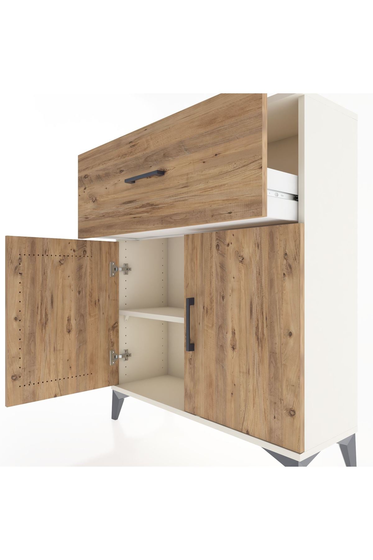 Arges Şifonyer Tek Raflı Tek Çekmeceli 2 Kapaklı 88x30x106 - S05M009V3A