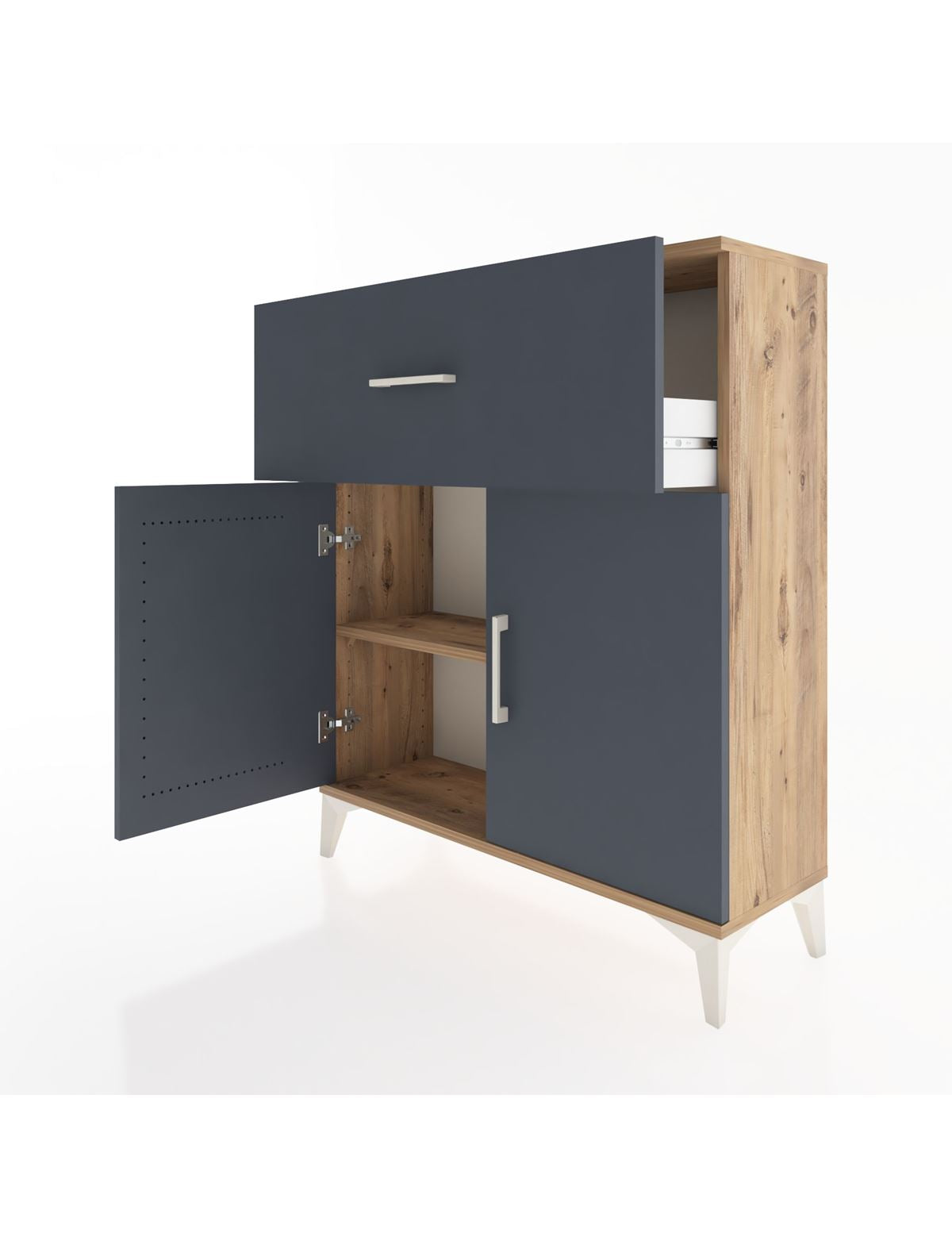 Arges Şifonyer Tek Raflı Tek Çekmeceli 2 Kapaklı 88x30x106 - S05M009V8A