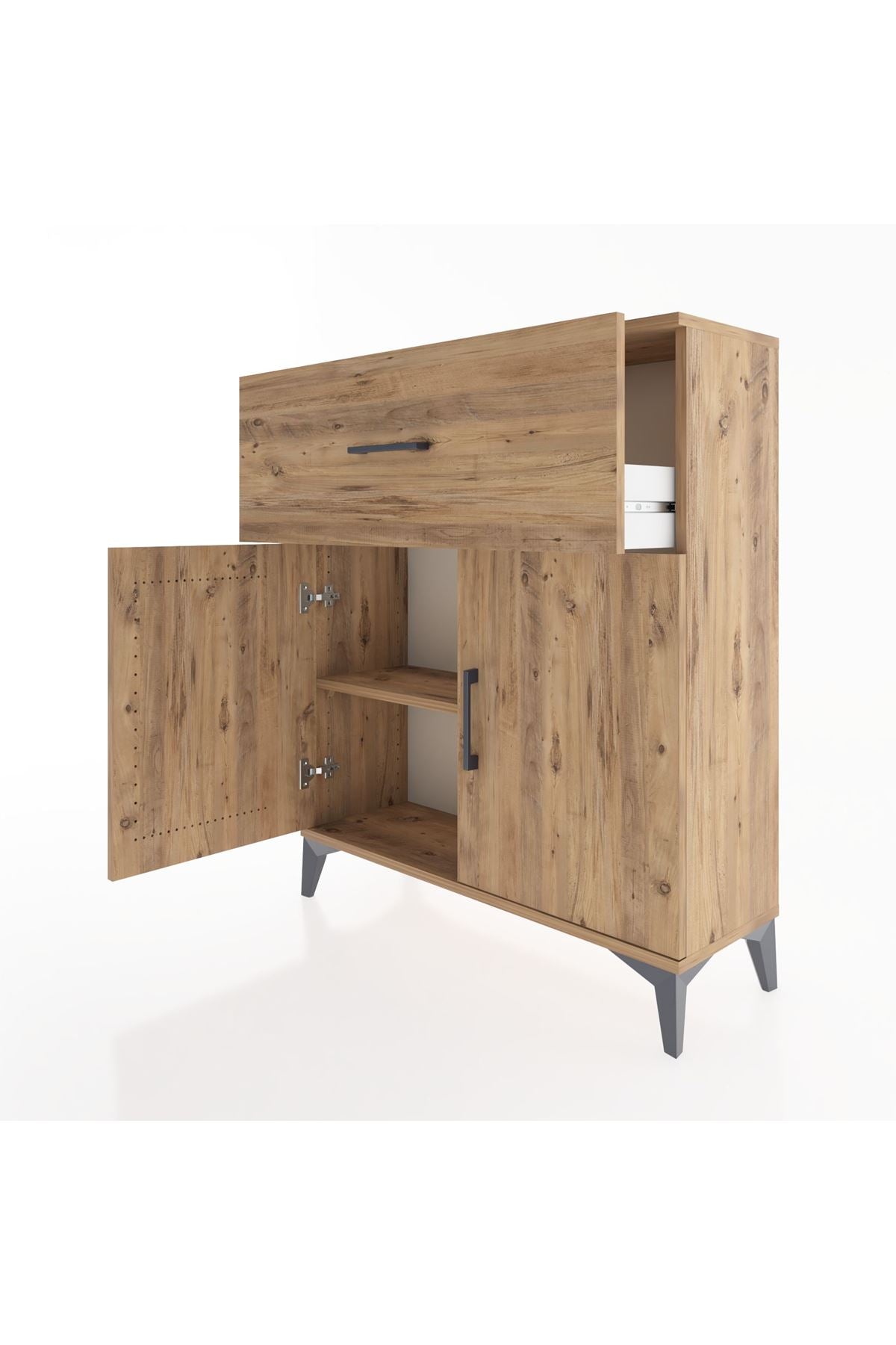 Arges Şifonyer Tek Raflı Tek Çekmeceli 2 Kapaklı 88x30x106 - S05M009V9A