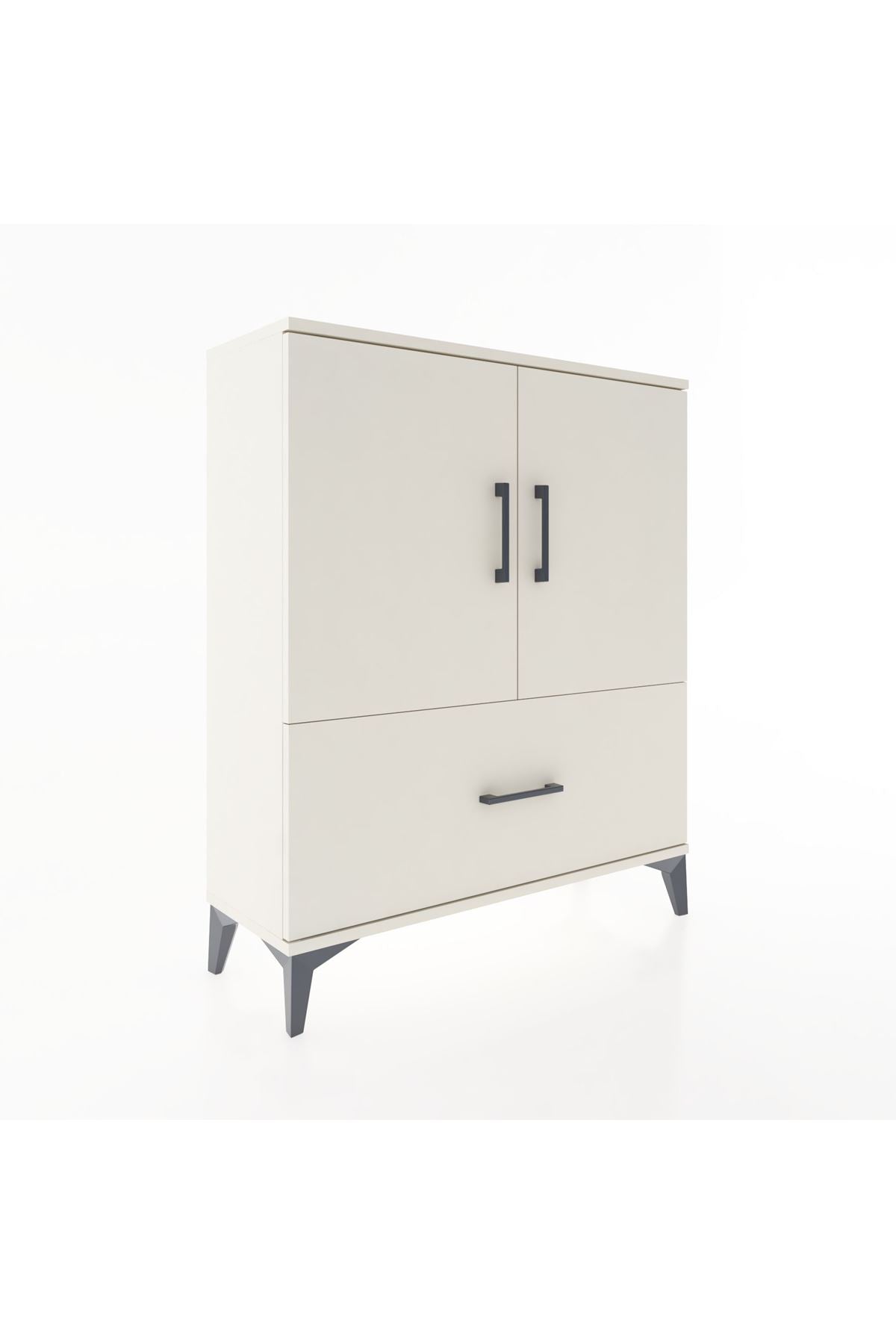 Arges Şifonyer 2 Raflı Tek Çekmeceli 2 Kapaklı 88x30x106 - S05M010V1A