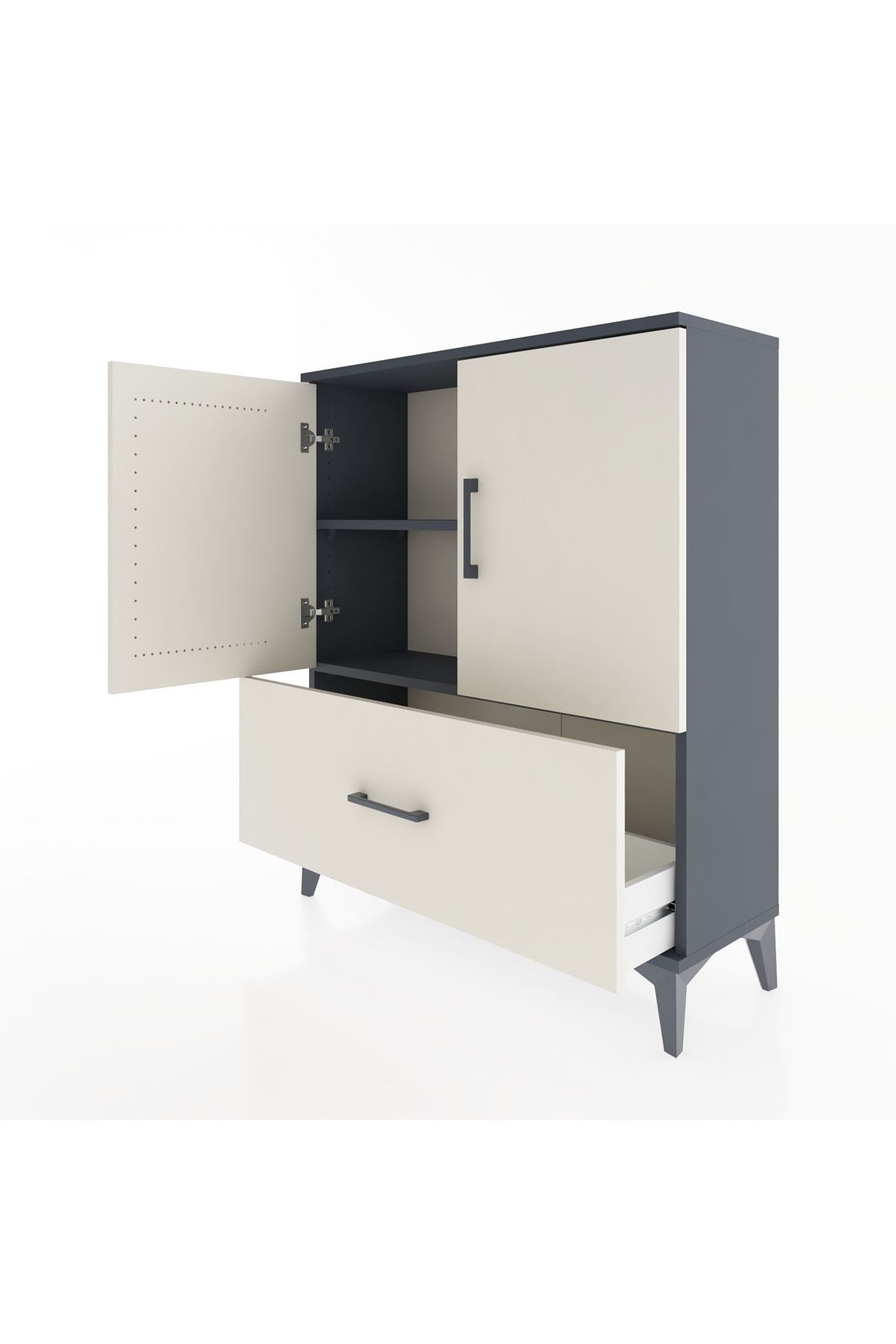Arges Şifonyer 2 Raflı Tek Çekmeceli 2 Kapaklı 88x30x106 - S05M010V4A