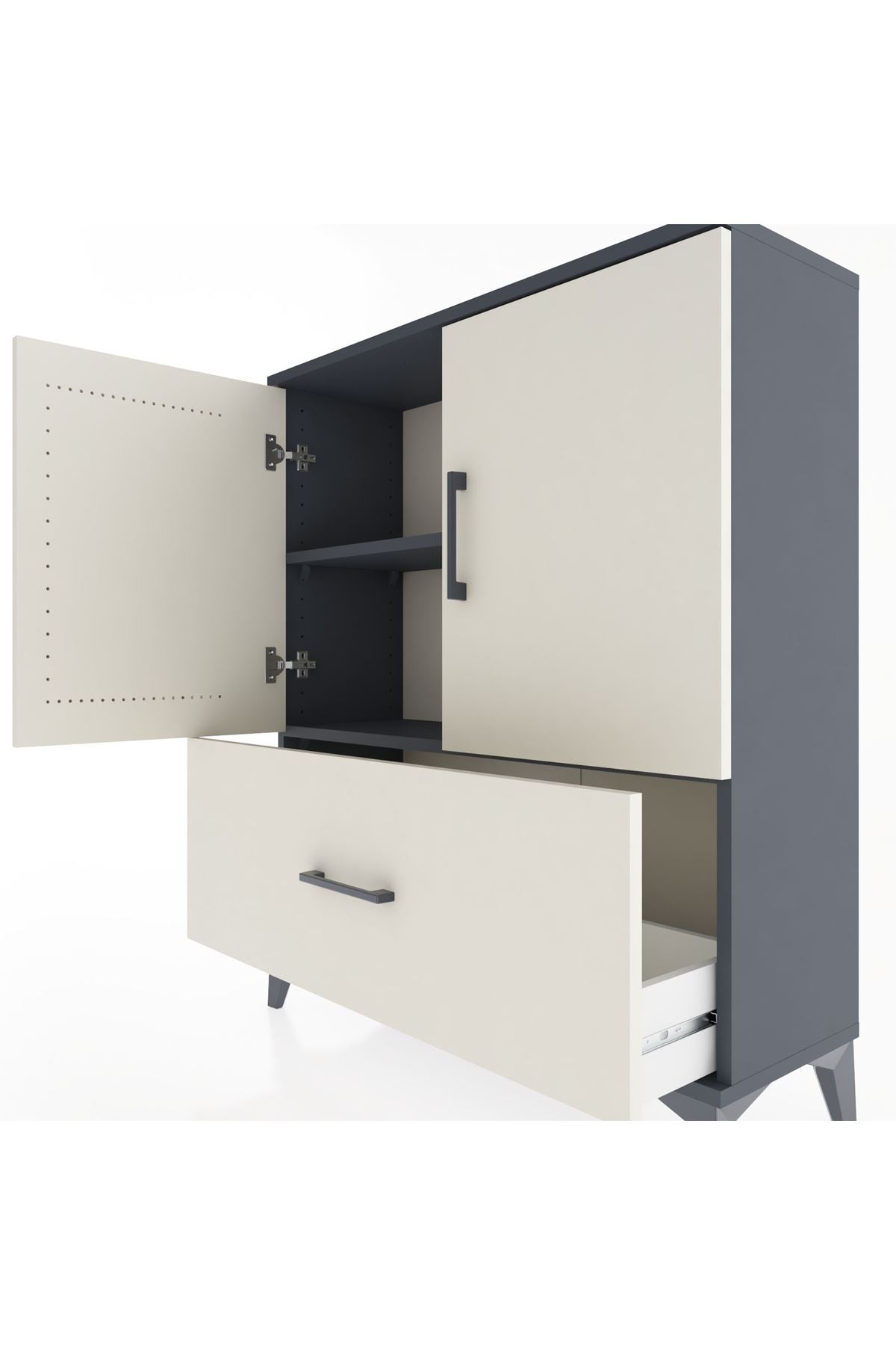 Arges Şifonyer 2 Raflı Tek Çekmeceli 2 Kapaklı 88x30x106 - S05M010V4A