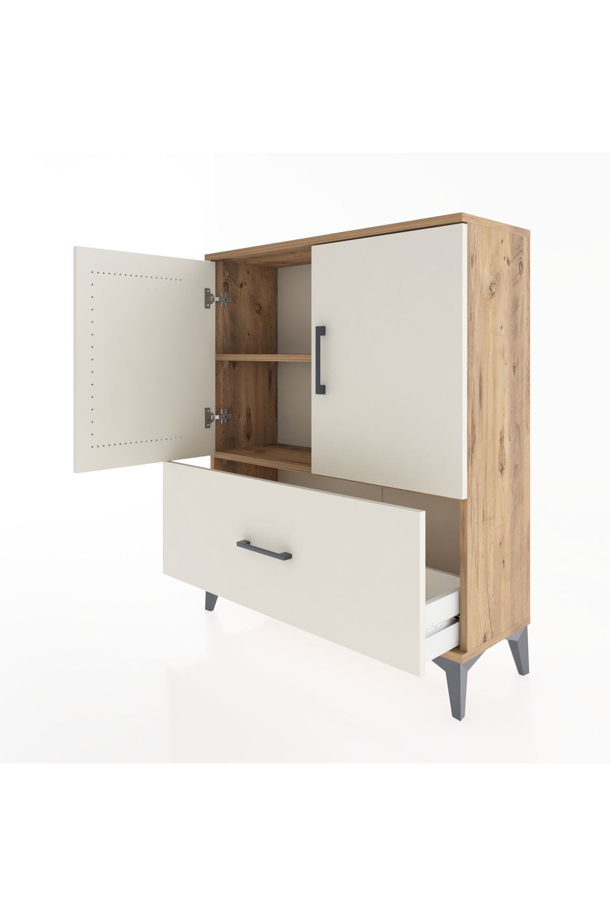 Arges Şifonyer 2 Raflı Tek Çekmeceli 2 Kapaklı 88x30x106 - S05M010V7A