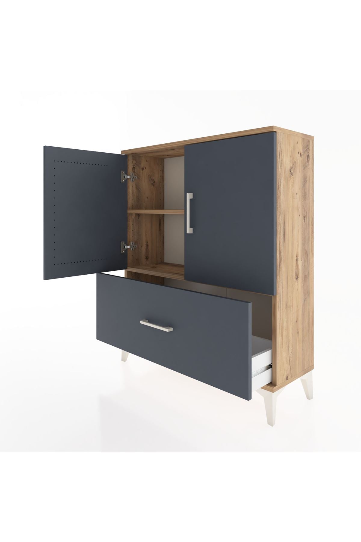Arges Şifonyer 2 Raflı Tek Çekmeceli 2 Kapaklı 88x30x106 - S05M010V8A