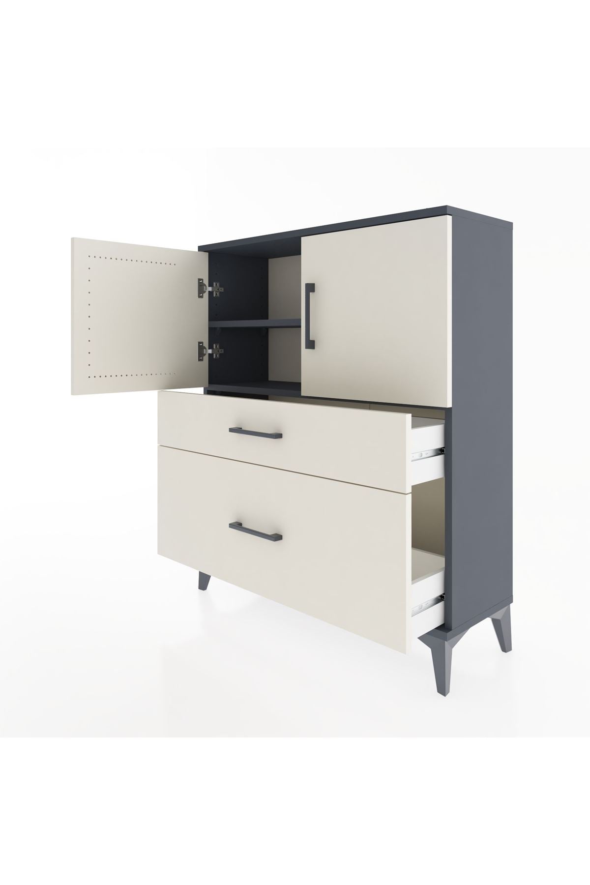 Arges Şifonyer 2 Raflı 2 Çekmeceli 2 Kapaklı 88x30x106 - S05M011V4A