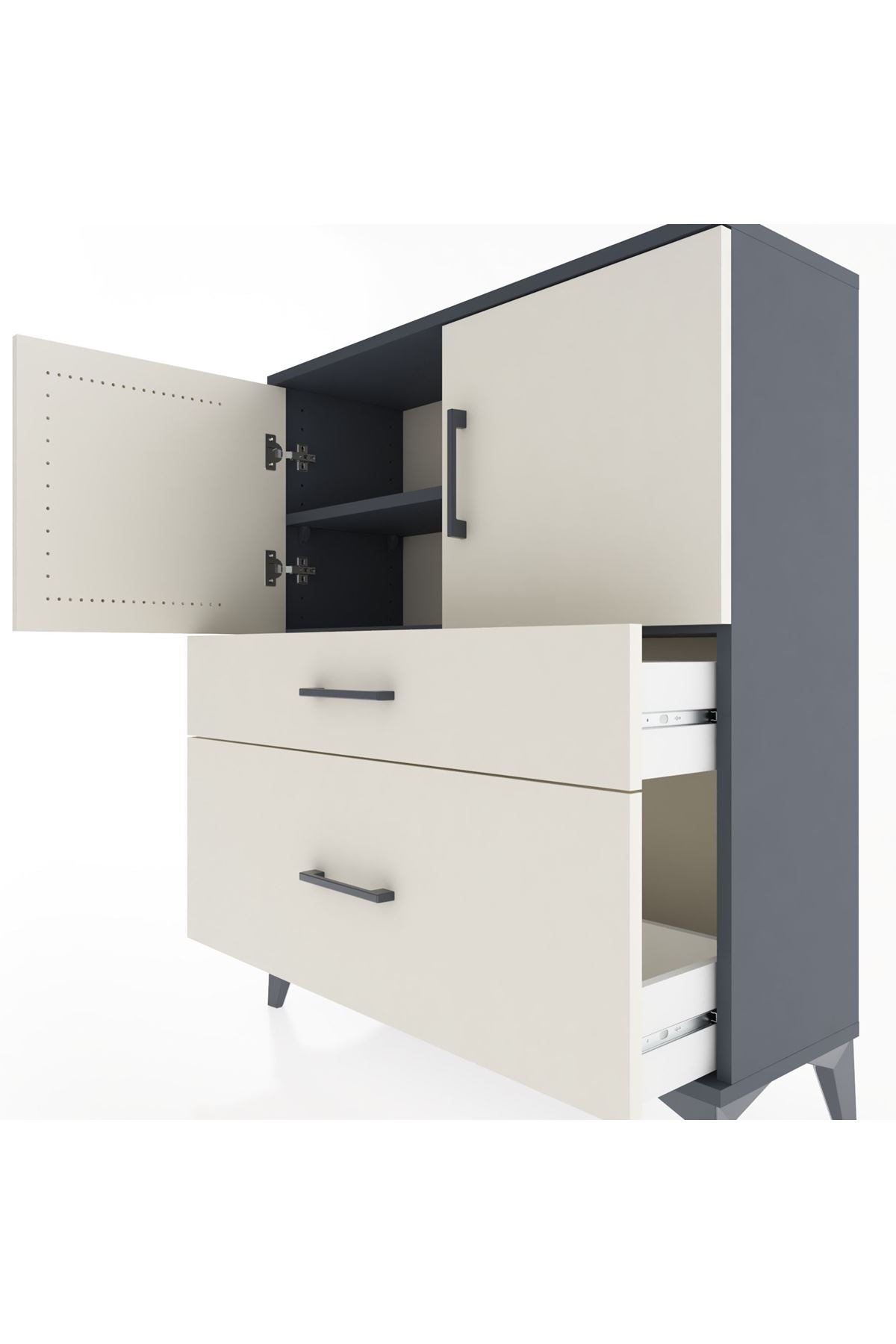 Arges Şifonyer 2 Raflı 2 Çekmeceli 2 Kapaklı 88x30x106 - S05M011V4A