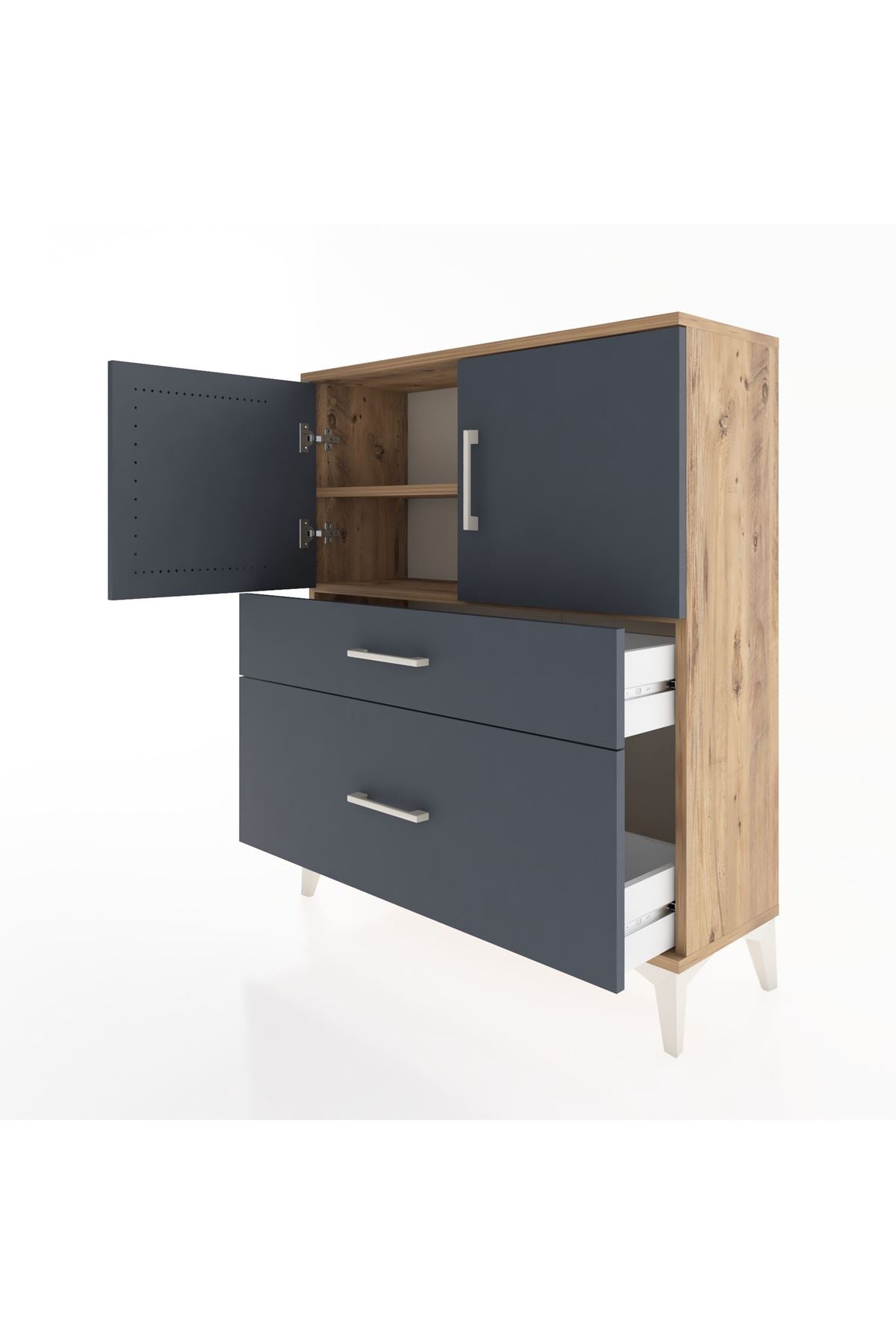 Arges Şifonyer 2 Raflı 2 Çekmeceli 2 Kapaklı 88x30x106 - S05M011V8A