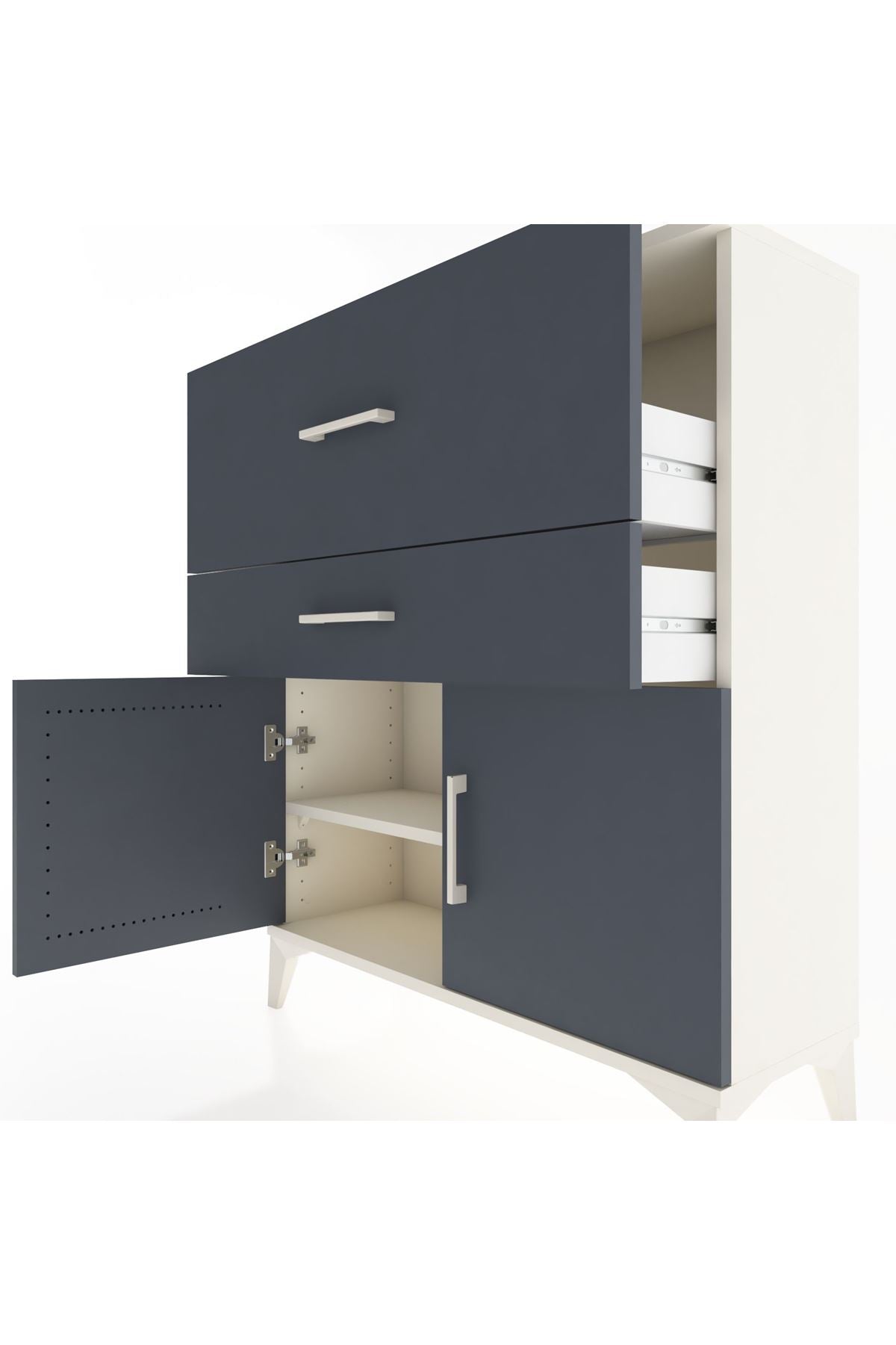 Arges Şifonyer Tek Raflı 2 Çekmeceli 2 Kapaklı 88x30x106 - S05M012V2A