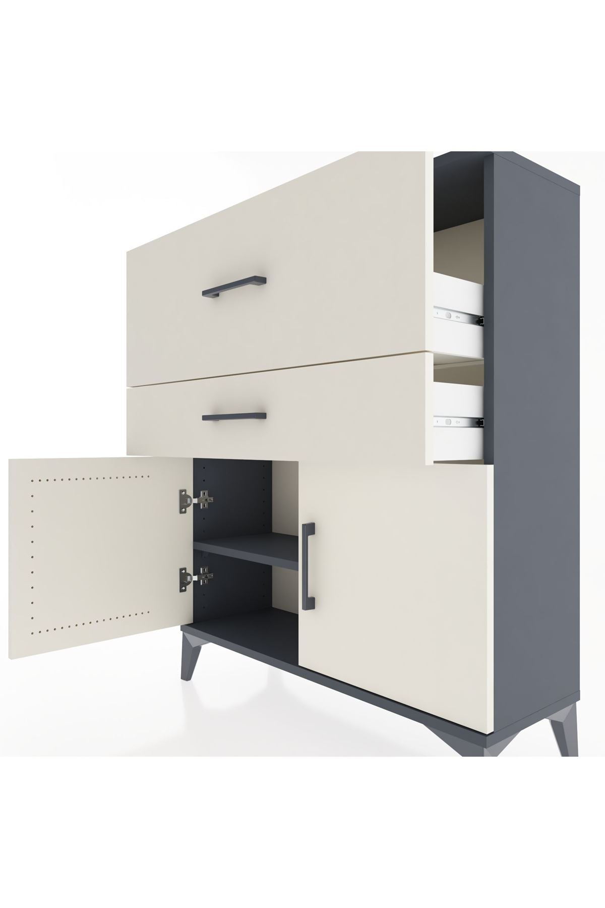 Arges Şifonyer Tek Raflı 2 Çekmeceli 2 Kapaklı 88x30x106 - S05M012V4A