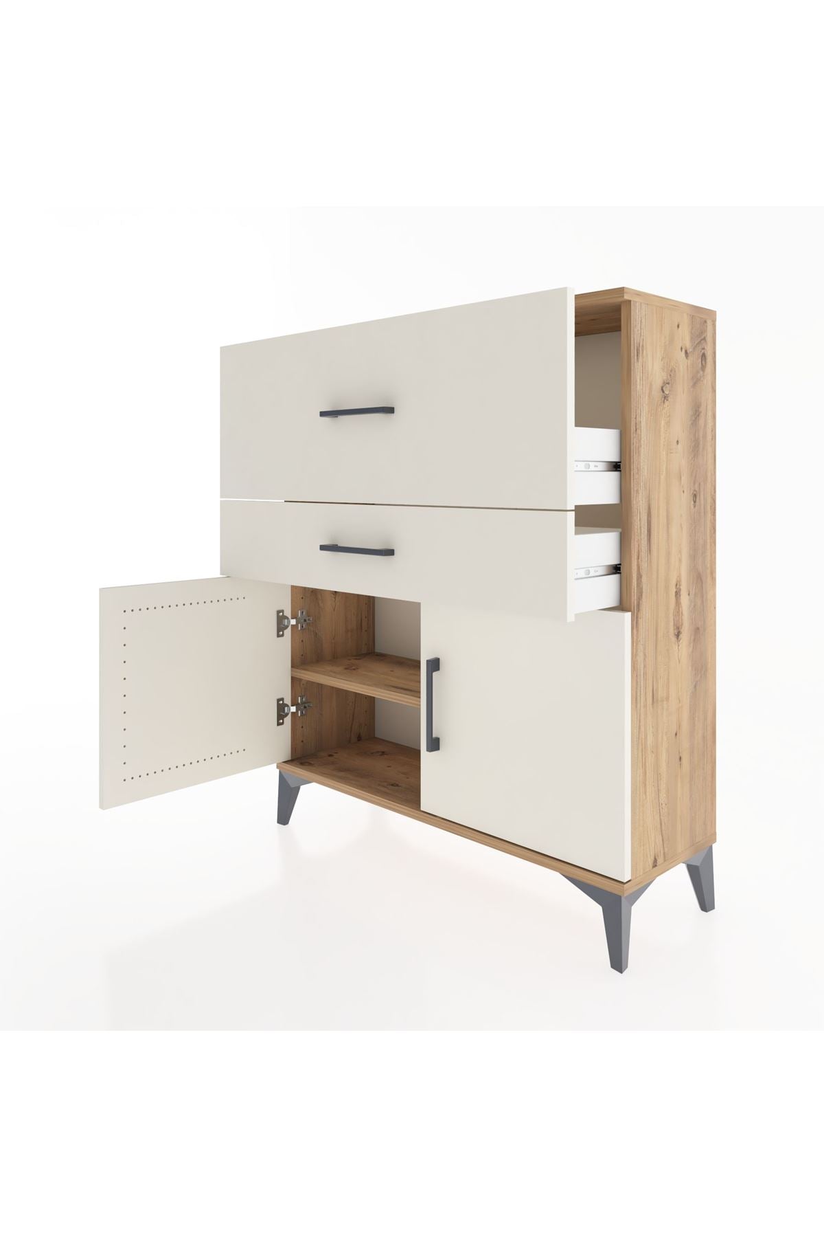 Arges Şifonyer Tek Raflı 2 Çekmeceli 2 Kapaklı 88x30x106 - S05M012V7A